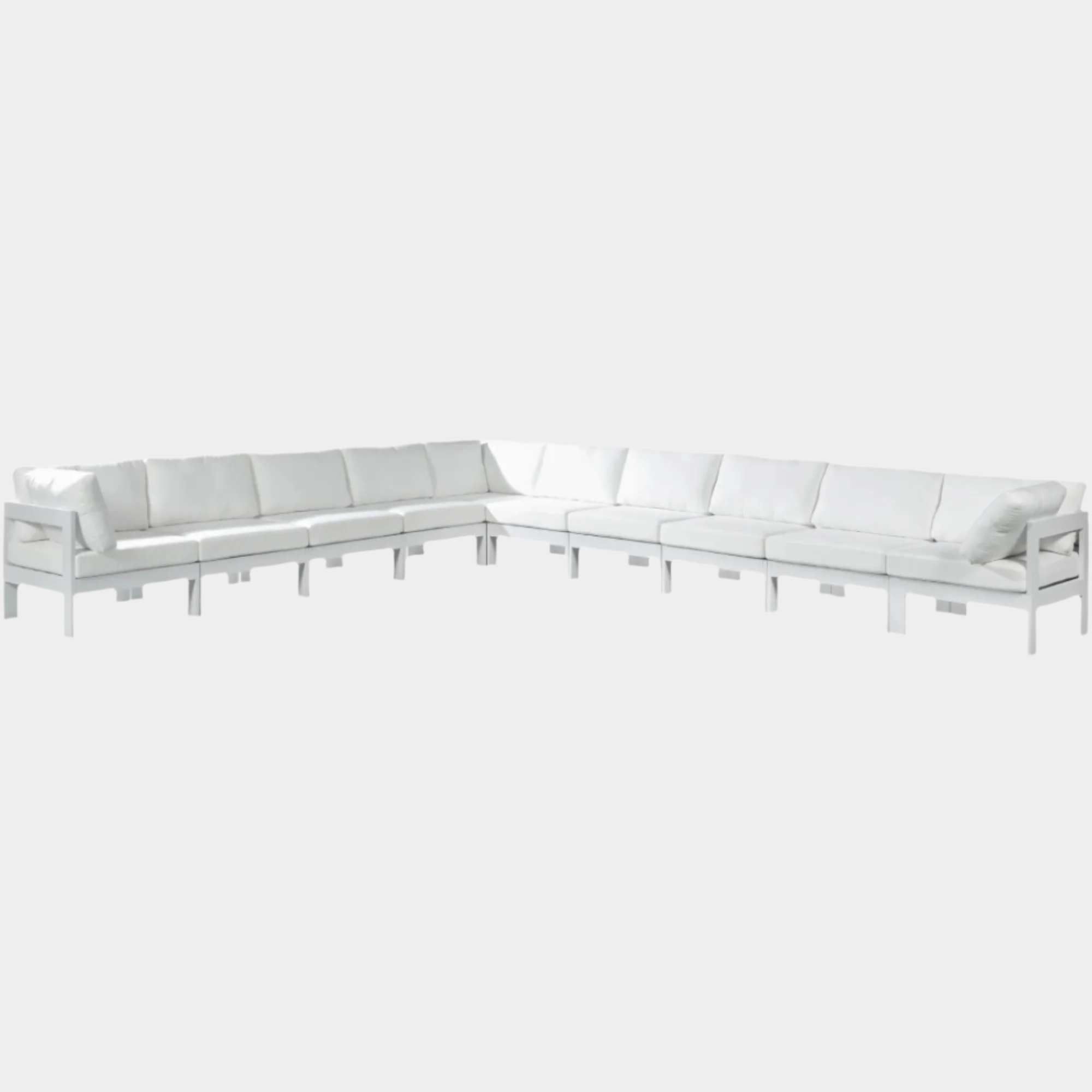 Nizuc 180" Water Resistant Fabric Upholstered Outdoor Patio 10pc. Modular Sectional