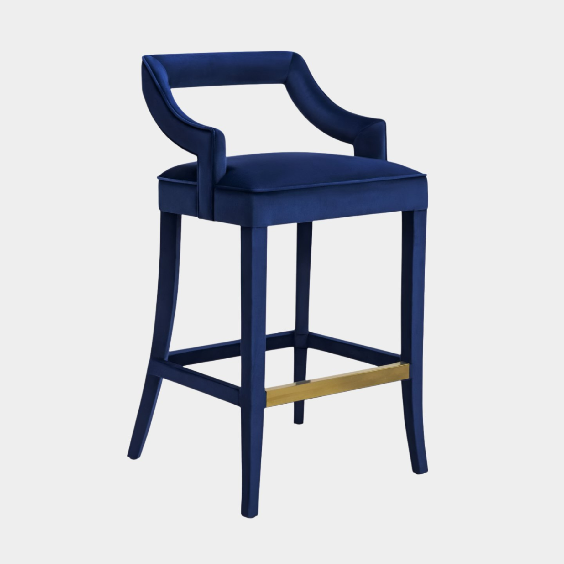 Tiffany Navy Velvet Counter Stool