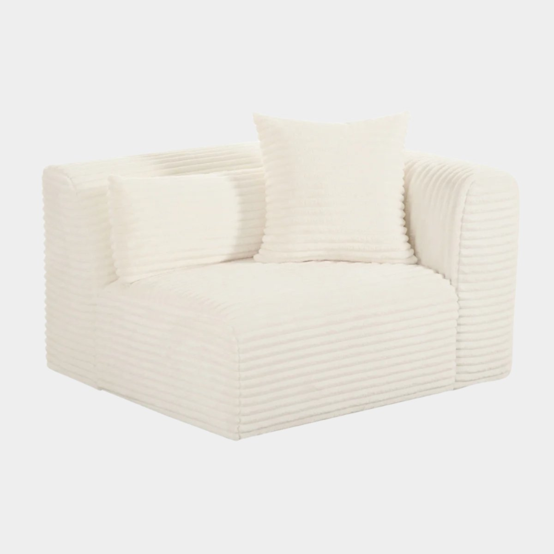 Tarra Fluffy Oversized Cream Corduroy Modular Corner Chair