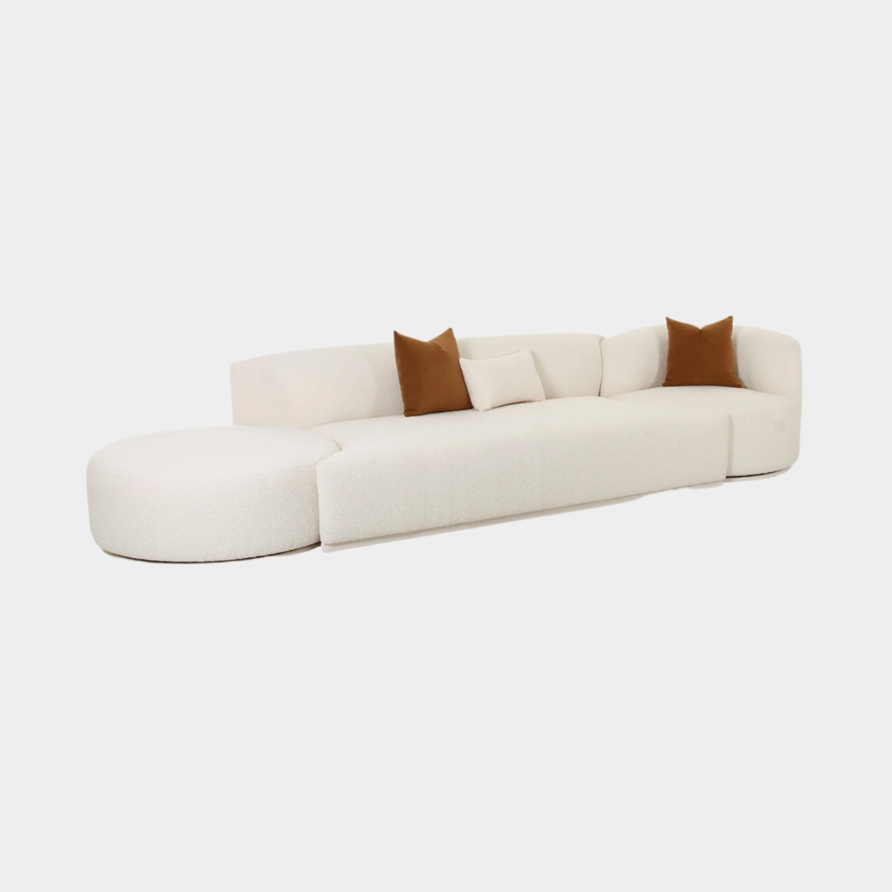 Fickle Cream Boucle 3 - Piece Chaise Modular Sofa