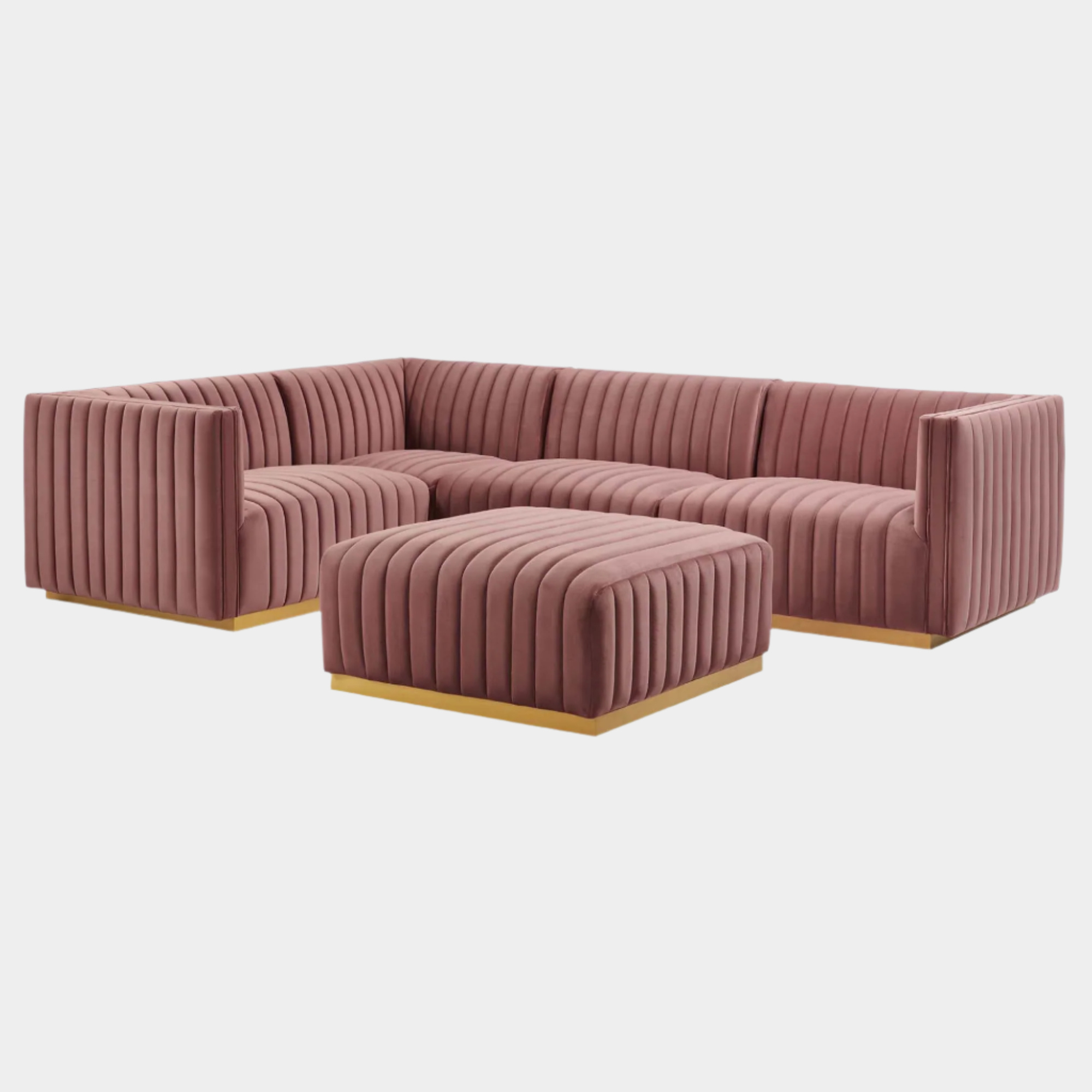 Conjure 5-Piece Channel Tufted Performance Velvet Sectional