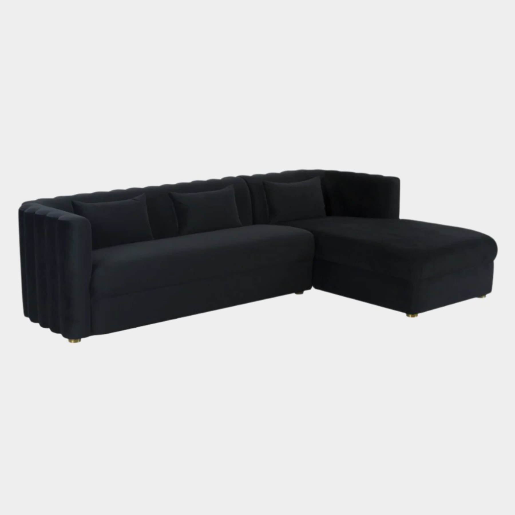 Callie Black Velvet Sectional - RAF