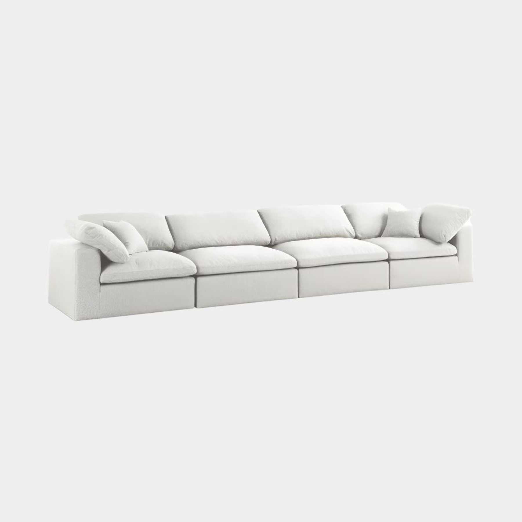 Serene Linen Textured Fabric Deluxe Comfort Modular Sofa