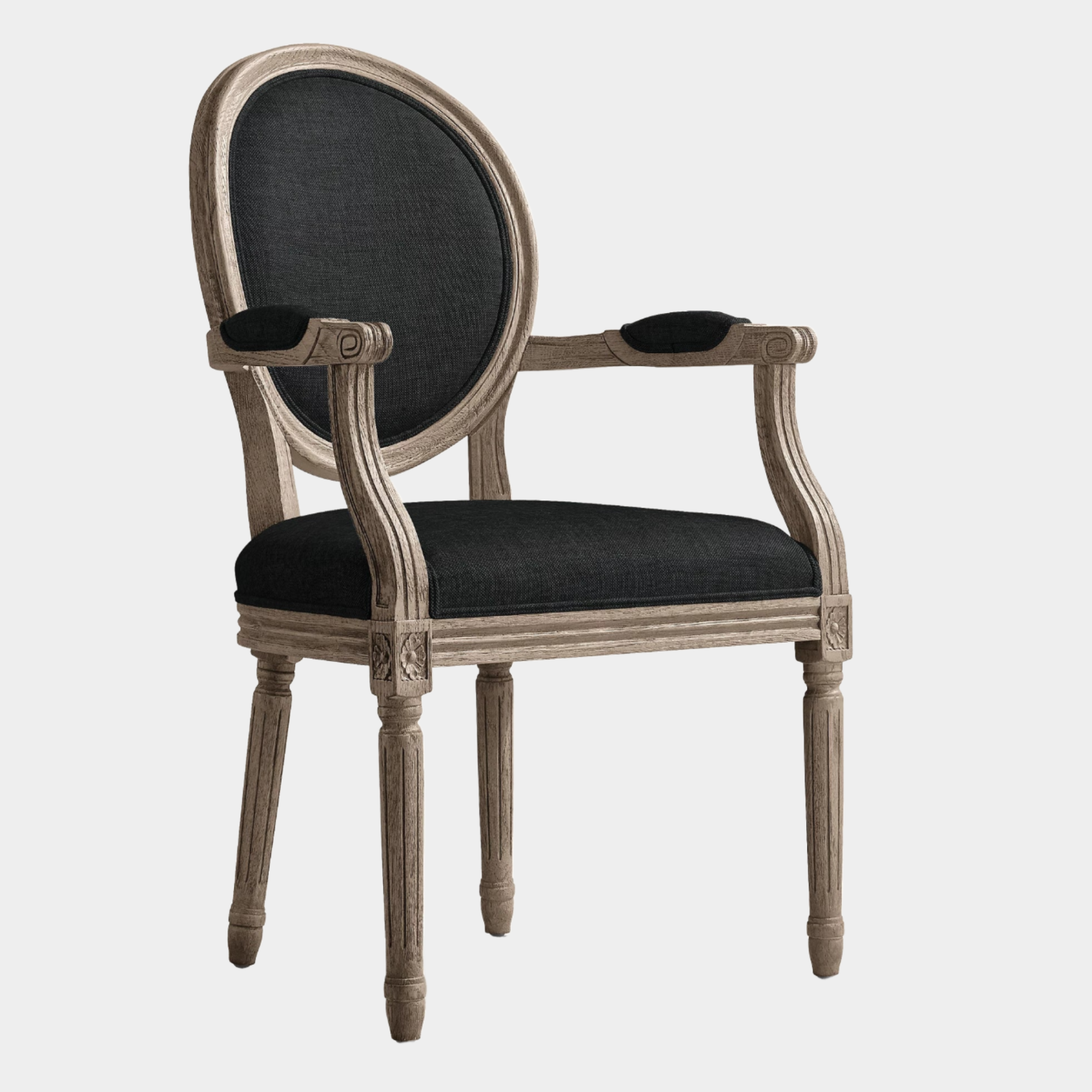 Fauteuil de salle à manger rond en tissu français vintage