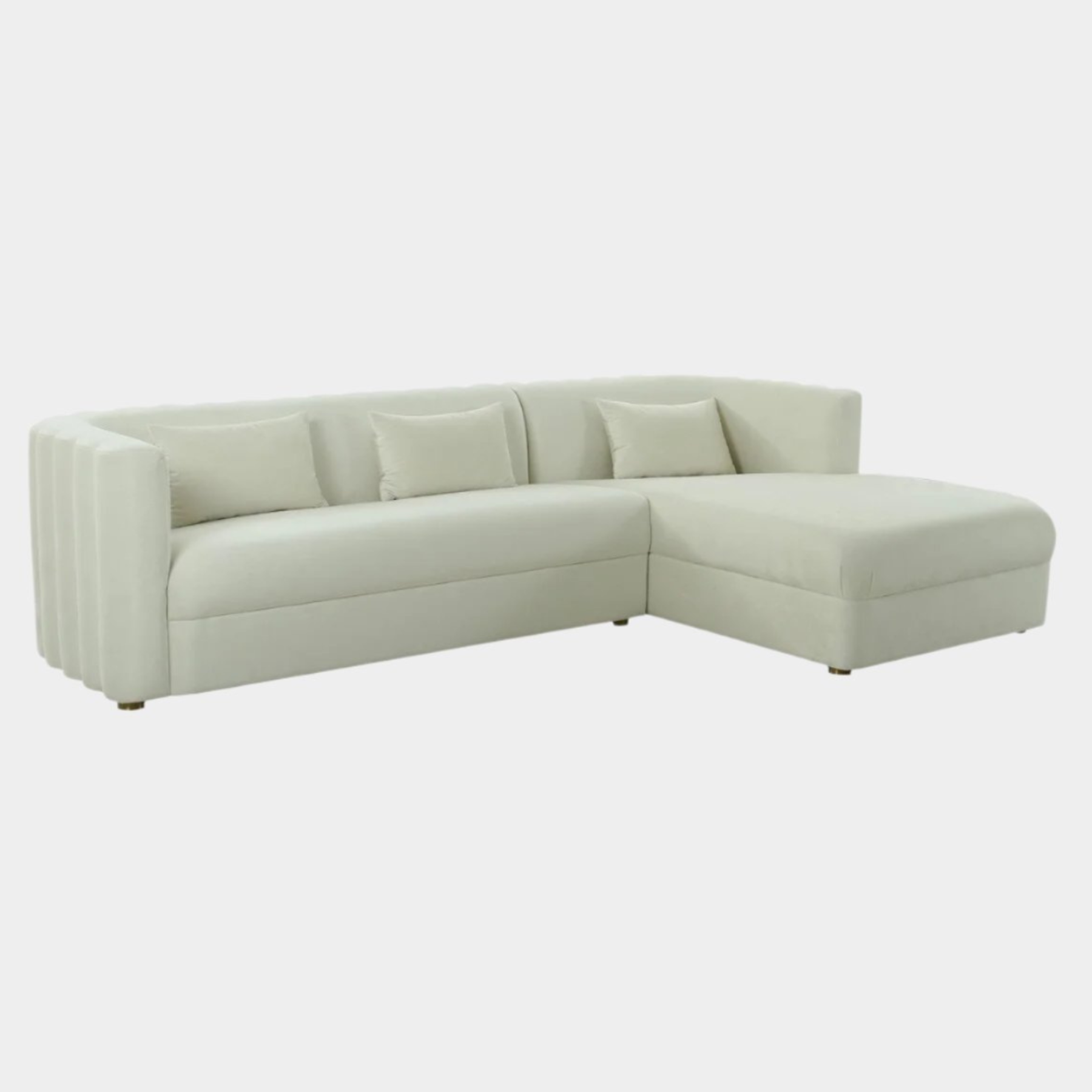 Callie Cream Velvet Sectional - RAF