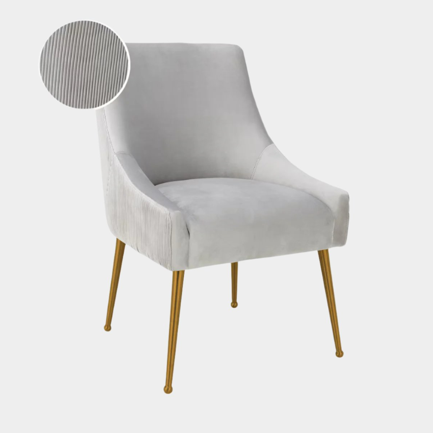 Beatrix Pleated Light Grey Velvet Side Chair