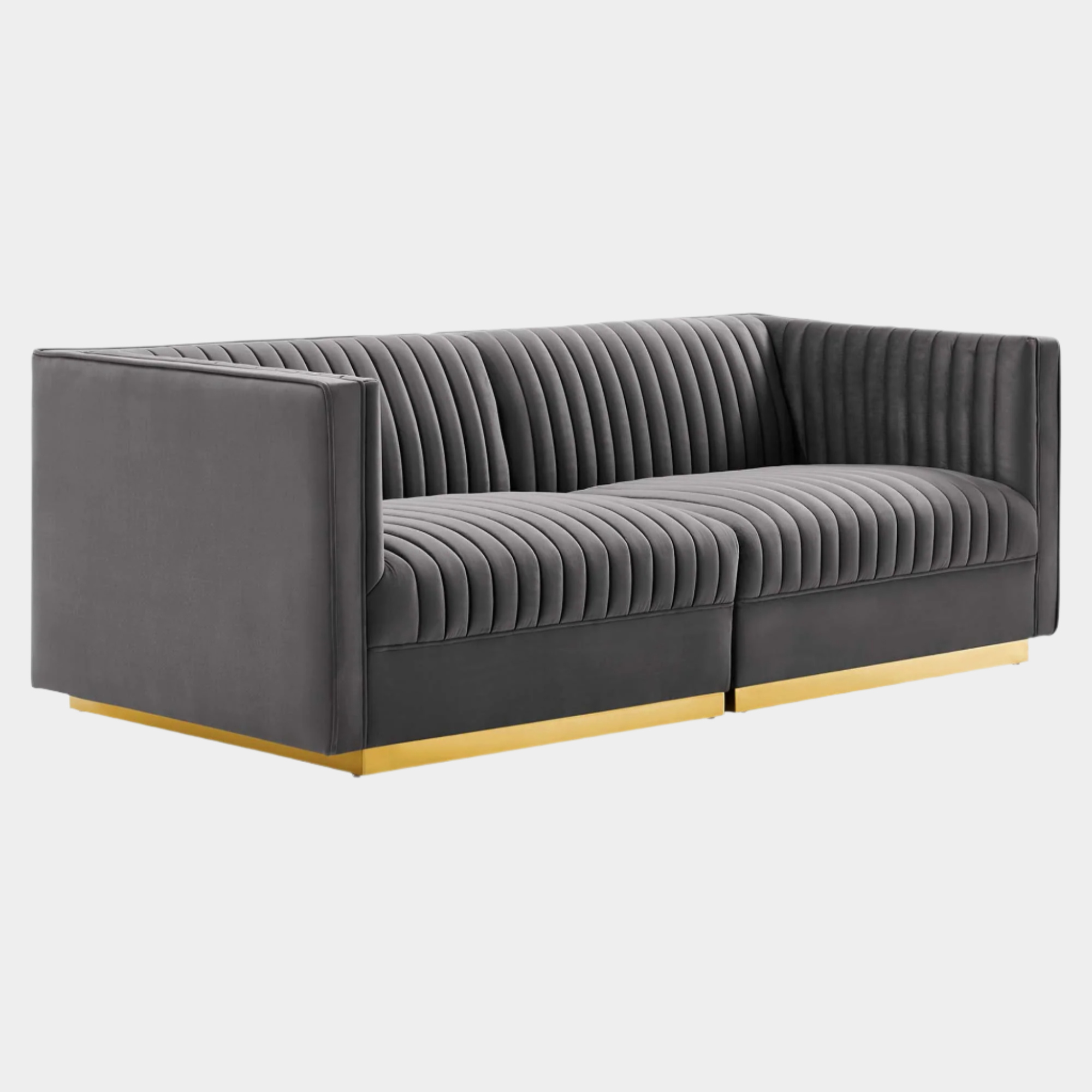 Sanguine Channel Tufted Performance Velvet Modular Sectional Sofa Loveseat