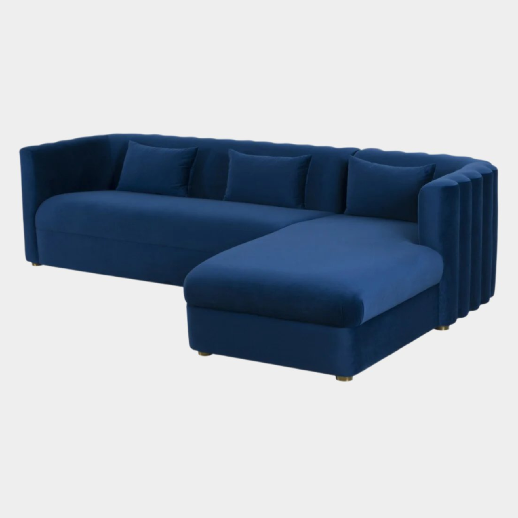 Callie Navy Velvet Sectional - RAF