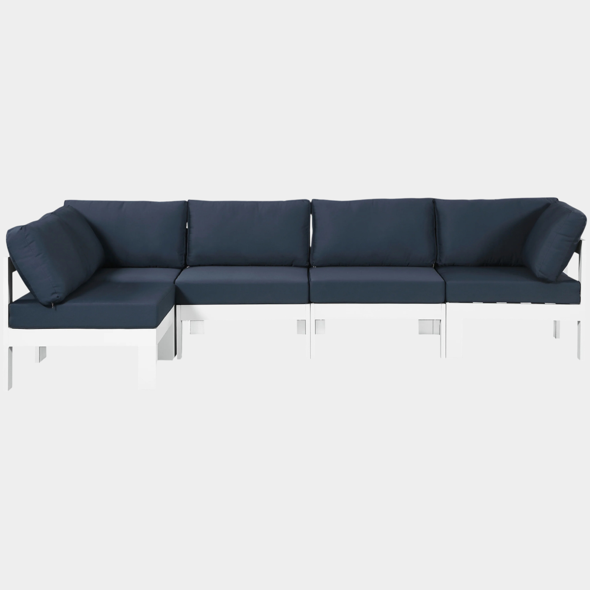 Nizuc 120" Water Resistant Fabric Upholstered Outdoor Patio 5pc. Modular Sectional