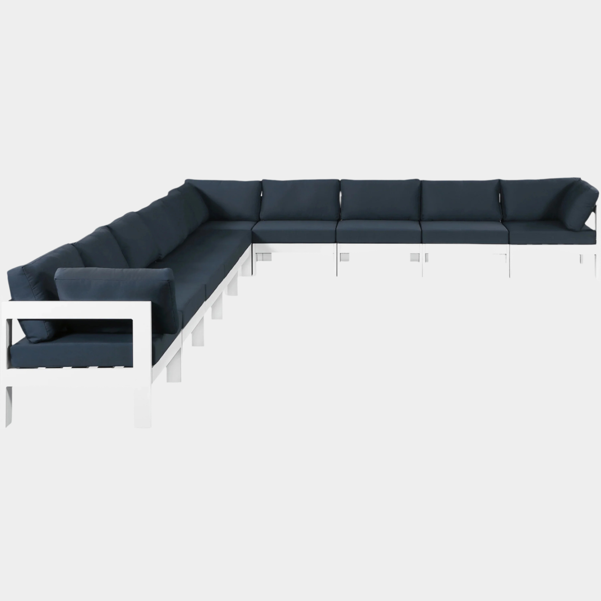 Nizuc 180" Water Resistant Fabric Upholstered Outdoor Patio 10pc. Modular Sectional