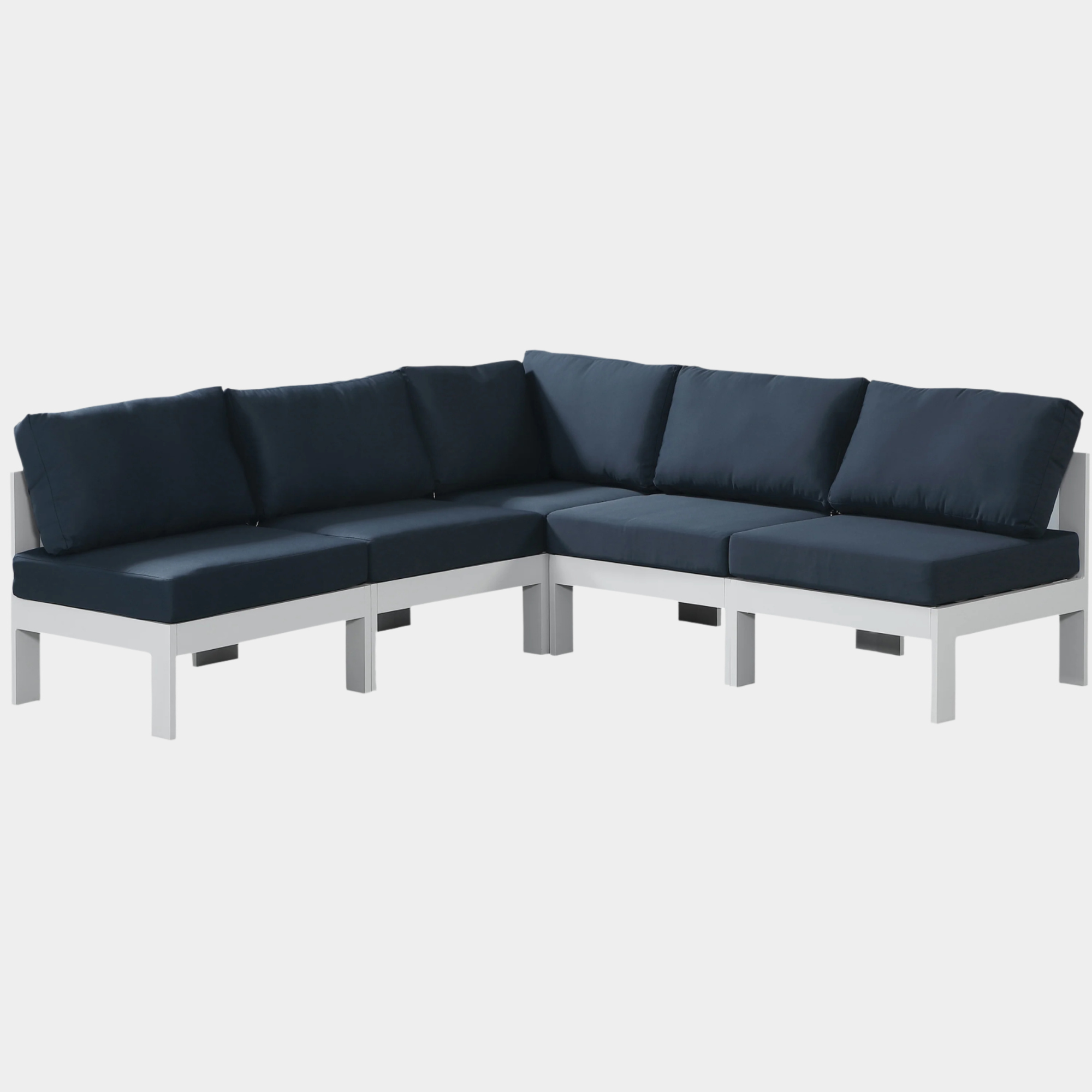 Nizuc 90" Water Resistant Fabric Upholstered Outdoor Patio 5pc. Modular Sectional
