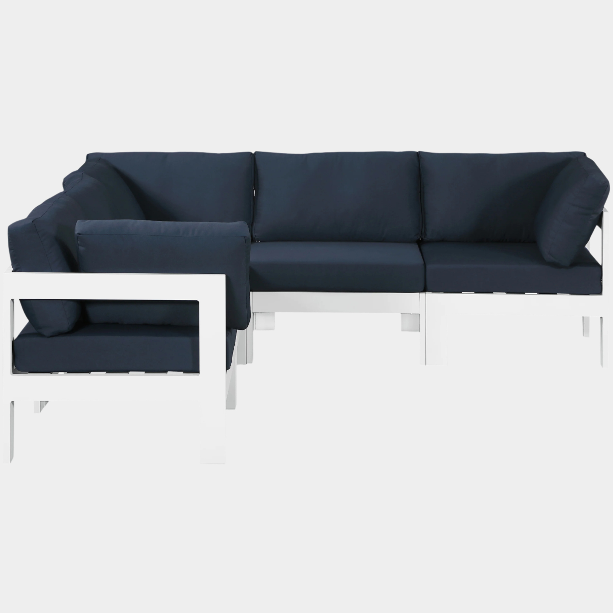 Nizuc 90" Water Resistant Fabric Upholstered Outdoor Patio 5pc. Modular Sectional