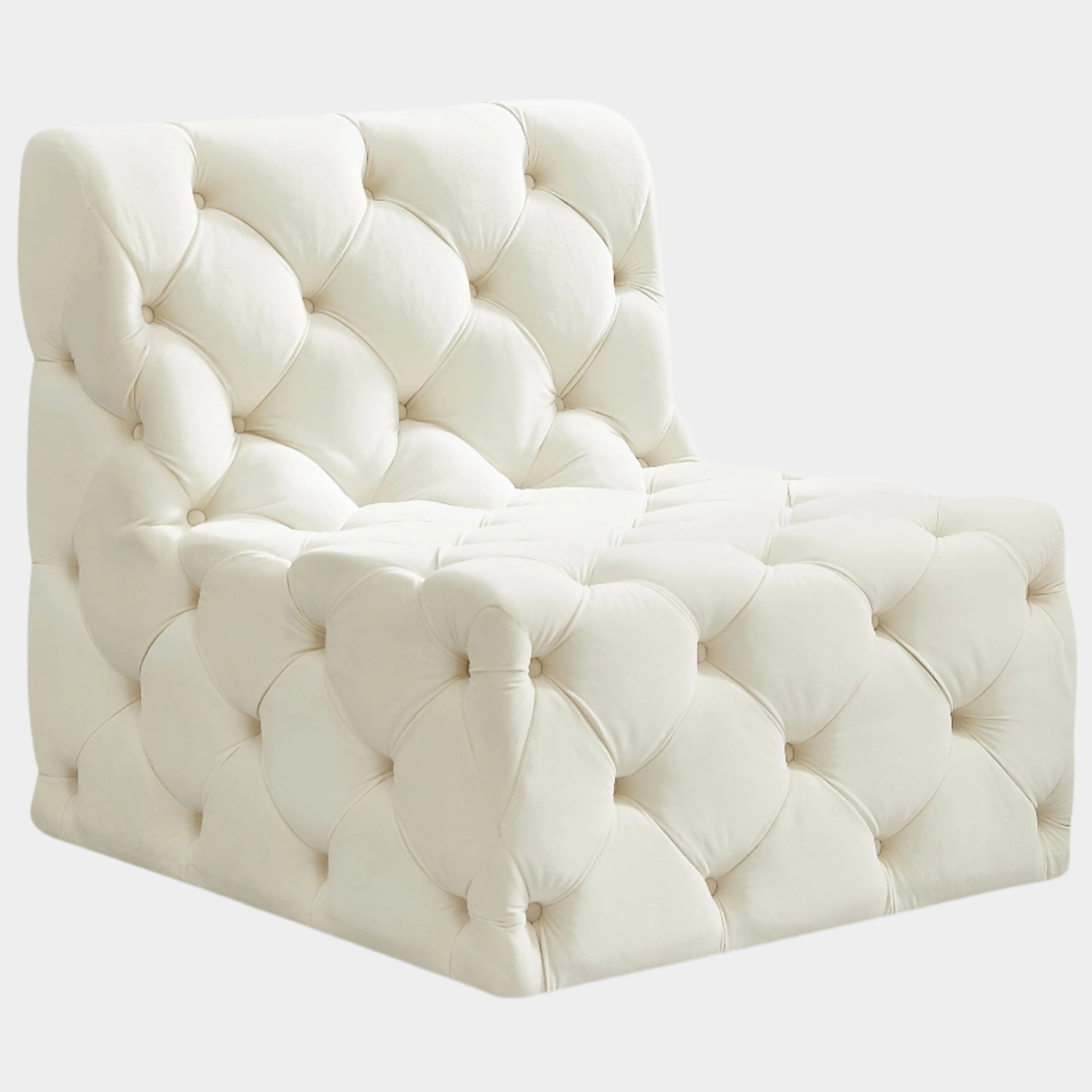 Tuft Velvet Upholstered Armless Modular Chair