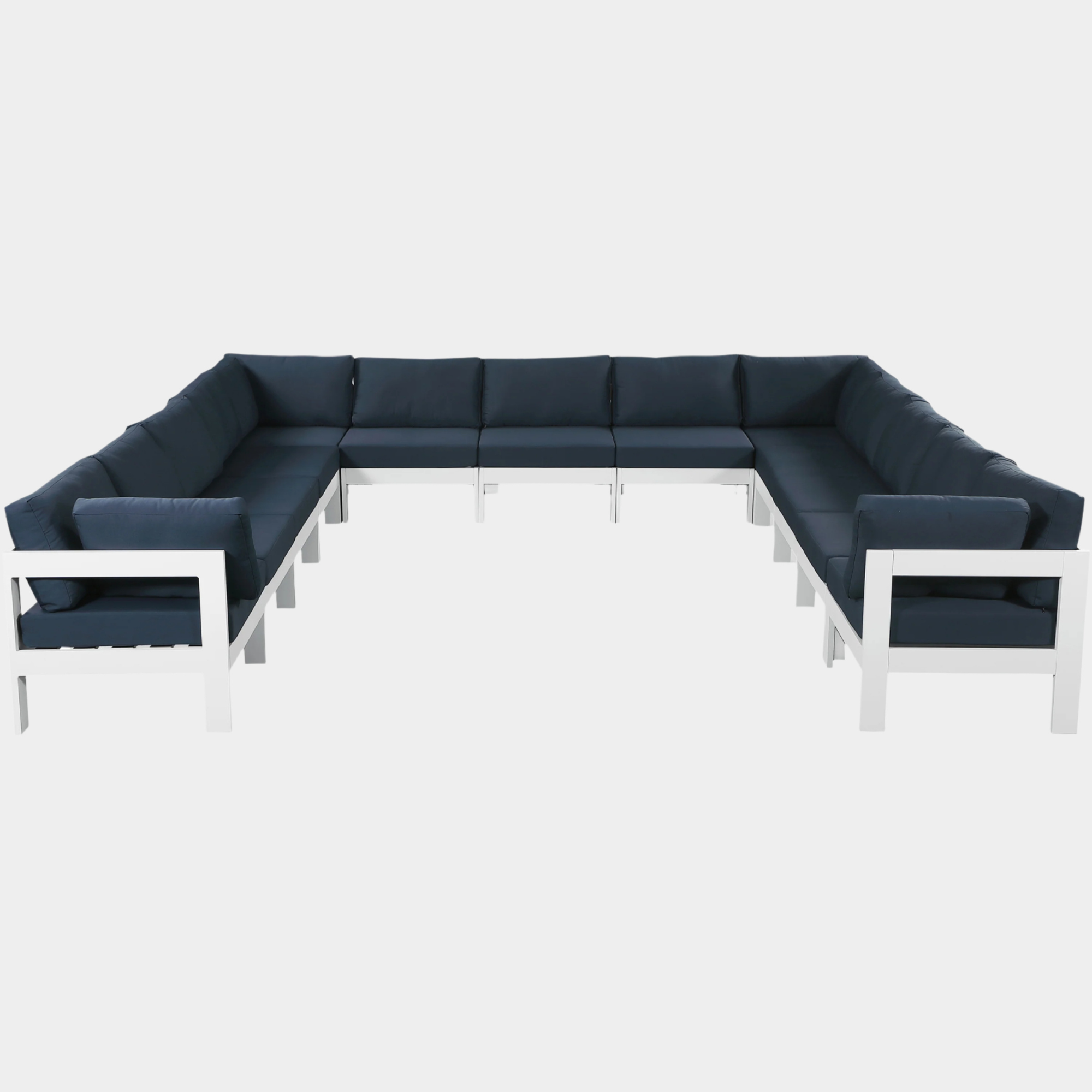 Nizuc 150" Water Resistant Fabric Upholstered Outdoor Patio 13pc. Modular Sectional