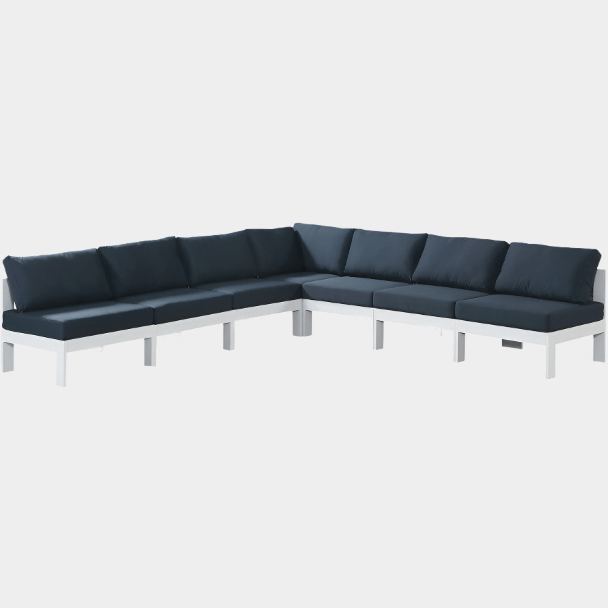 Nizuc 120" Water Resistant Fabric Upholstered Outdoor Patio 7pc. Modular Sectional