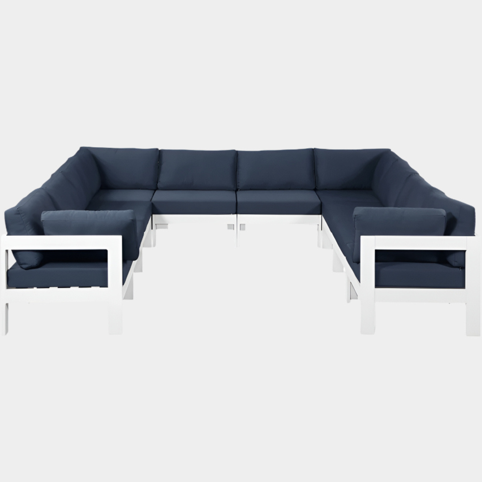 Nizuc 120" Water Resistant Fabric Upholstered Outdoor Patio 10pc. Modular Sectional