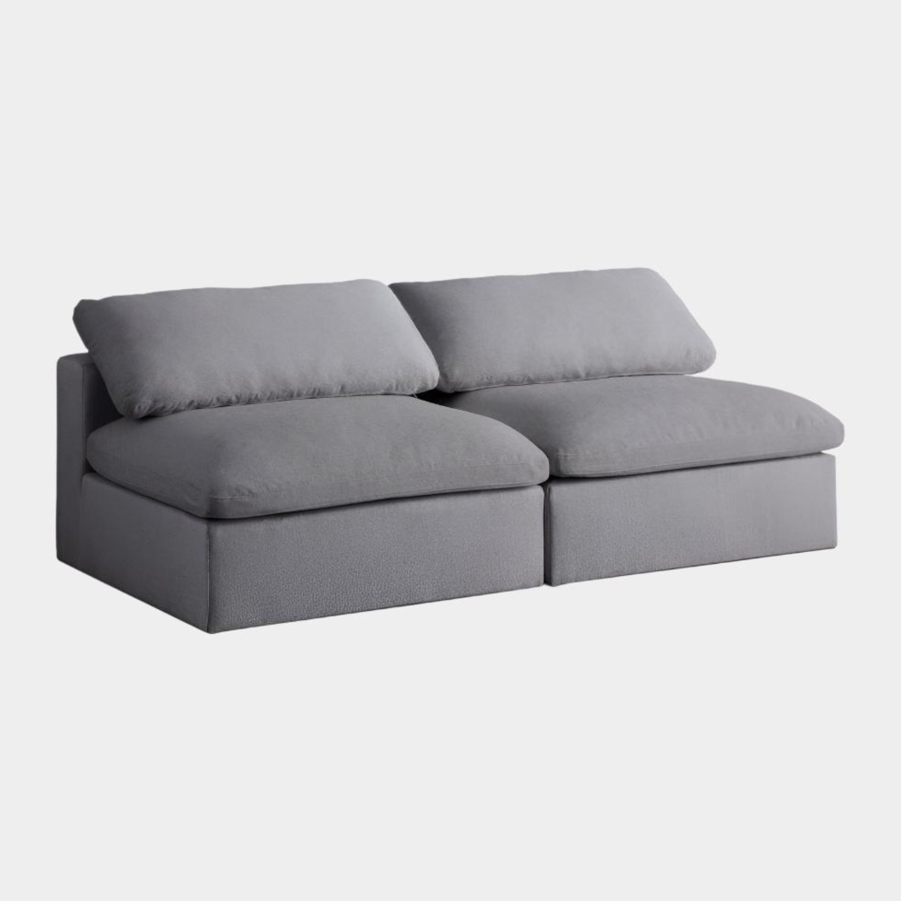 Serene Linen Textured Fabric Deluxe Comfort Modular Armless Sofa