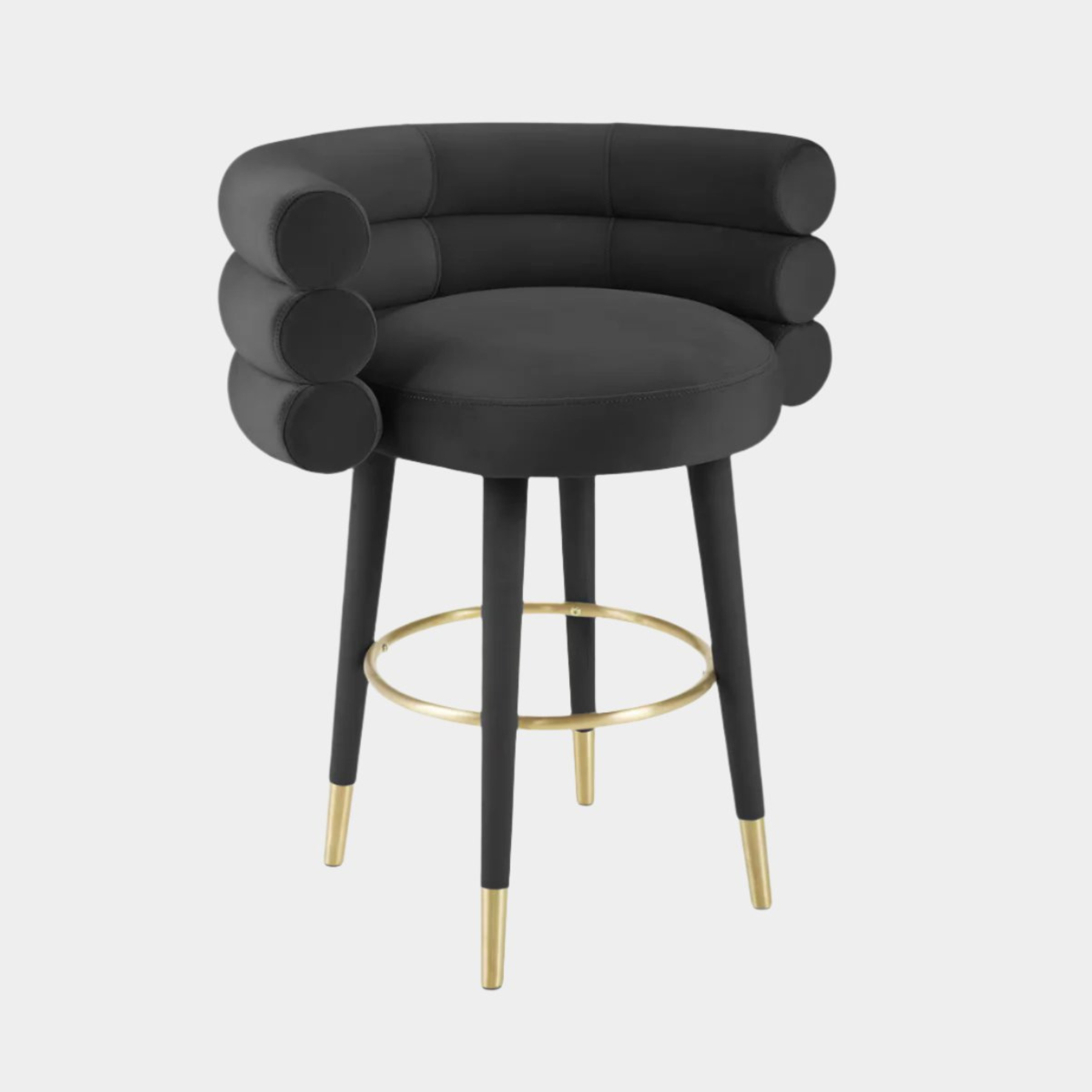 Betty Black Velvet Counter Stool