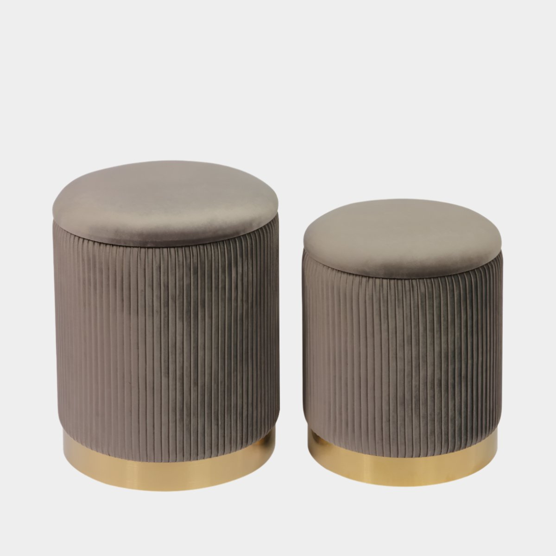 Channeled Grey Storage Ottomans - Set of 2