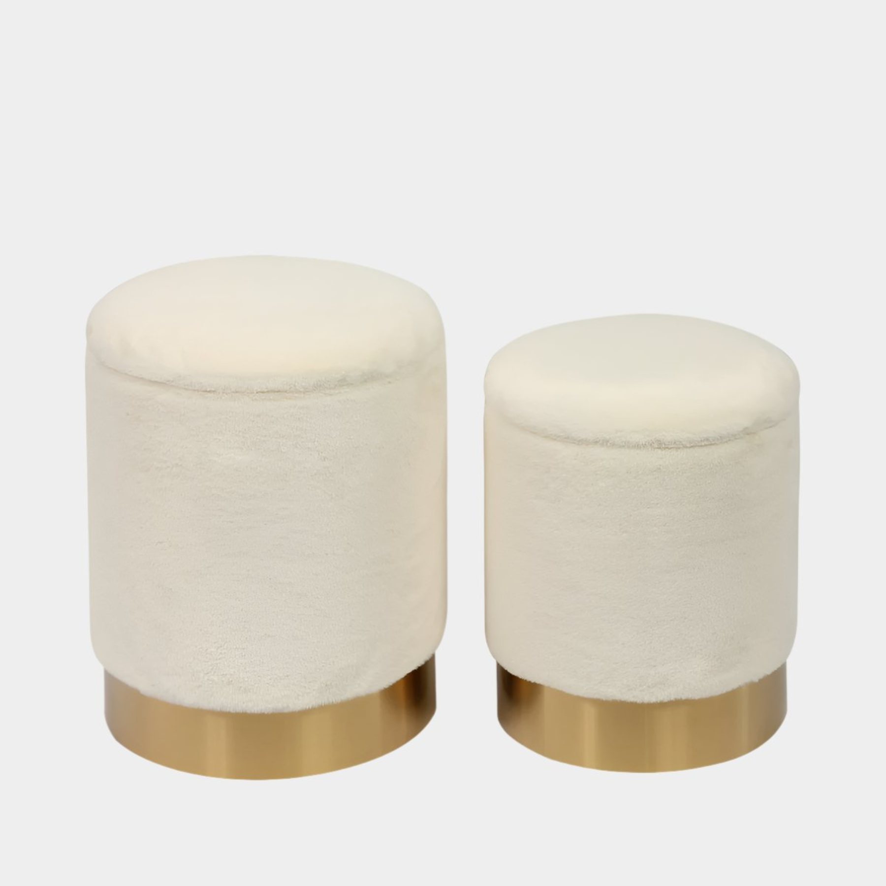 Teddy Faux Sheepskin Storage Ottomans - Set of 2