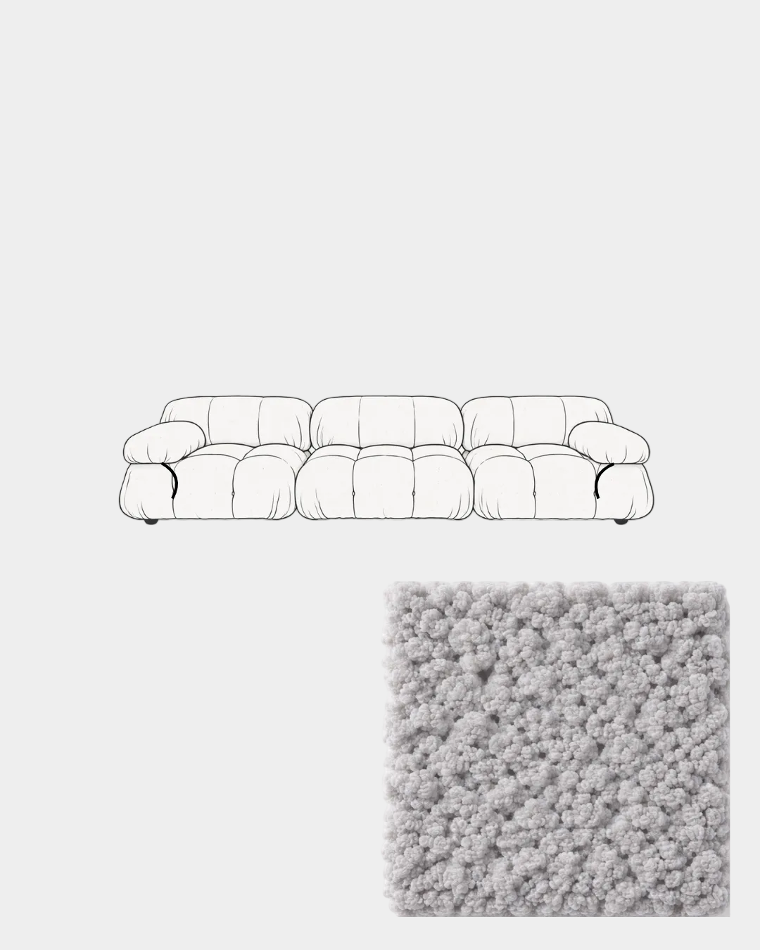 Mario Bellini Three-Seater Boucle Sofa