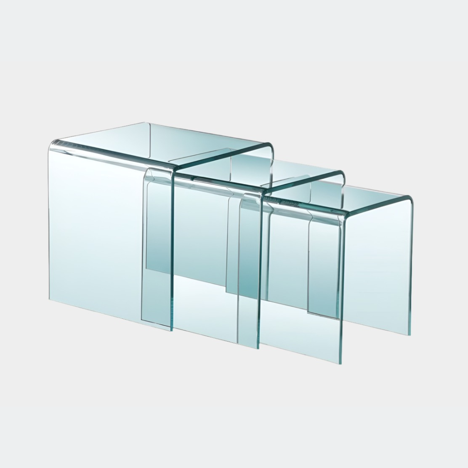 Bent Glass Nesting 3 Table Set - Glass