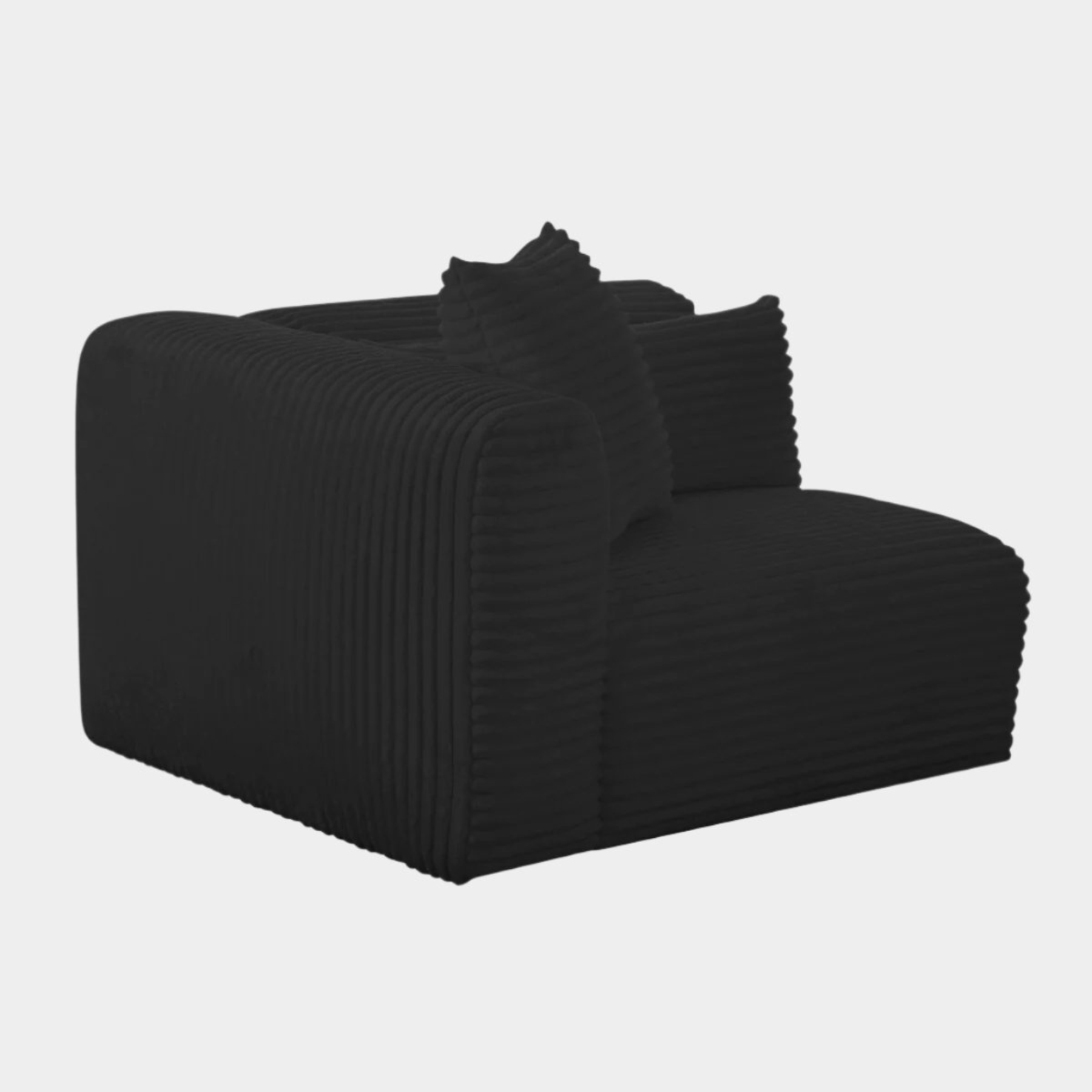 Tarra Fluffy Oversized Black Corduroy Modular LAF Corner Chair