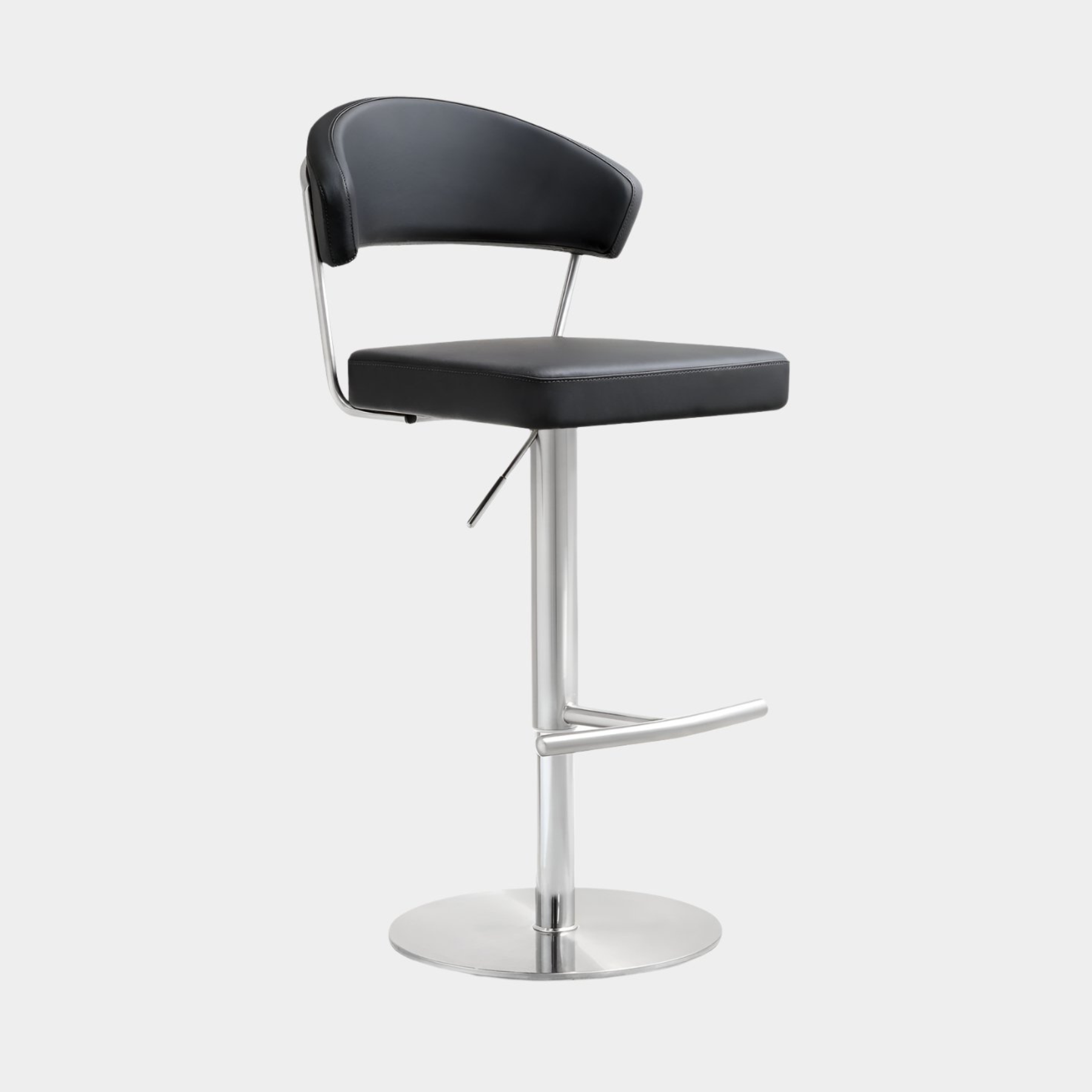 Cosmo Black Performance Vegan Leather and Stainless Steel Barstool