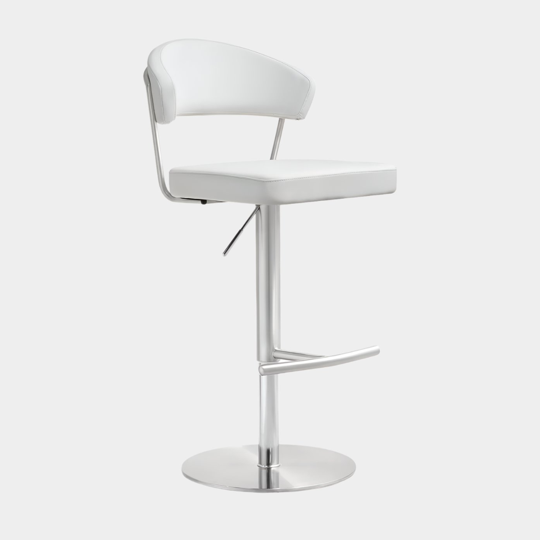 Cosmo White Performance Vegan Leather and Stainless Steel Barstool