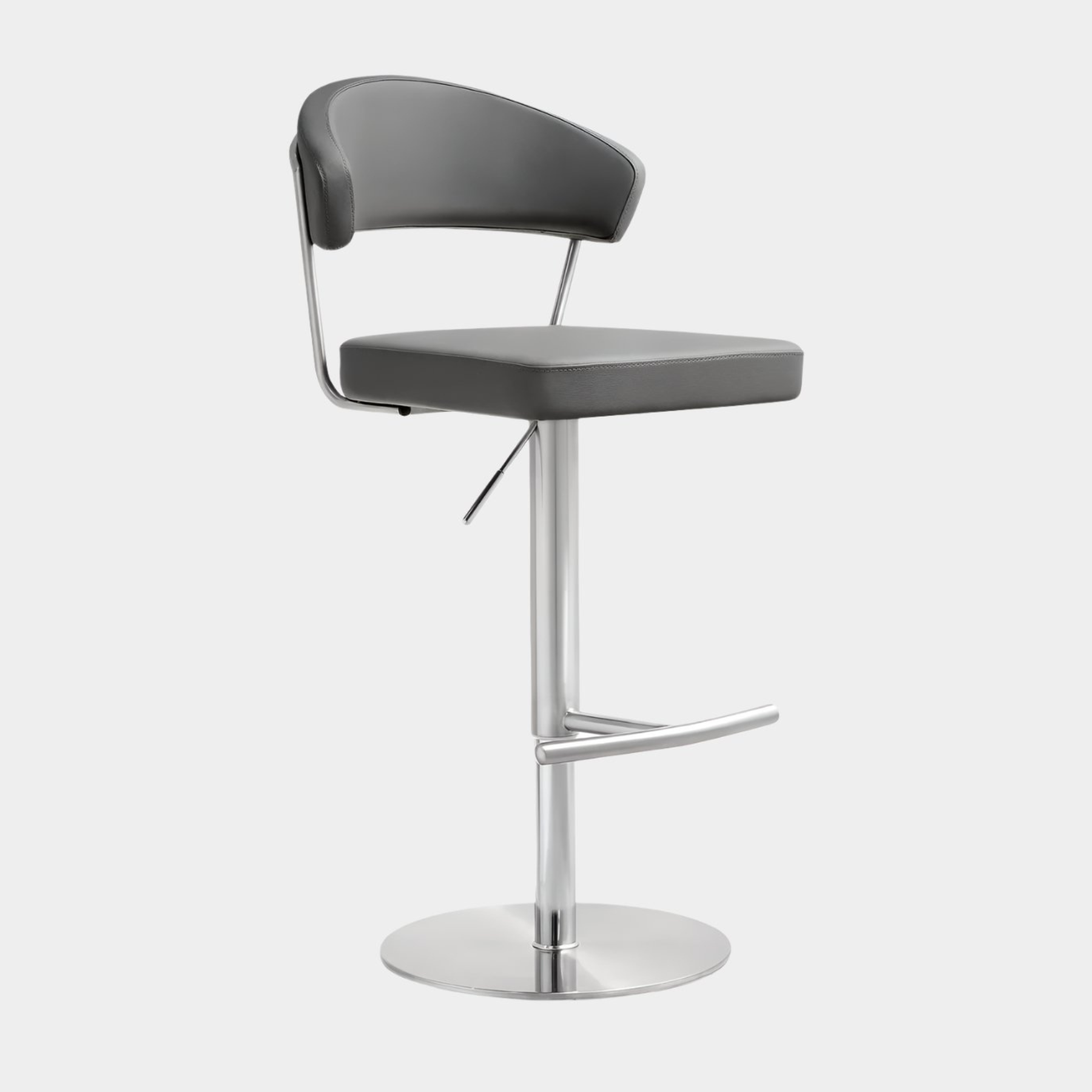 Cosmo Grey Performance Vegan Leather and Stainless Steel Barstool