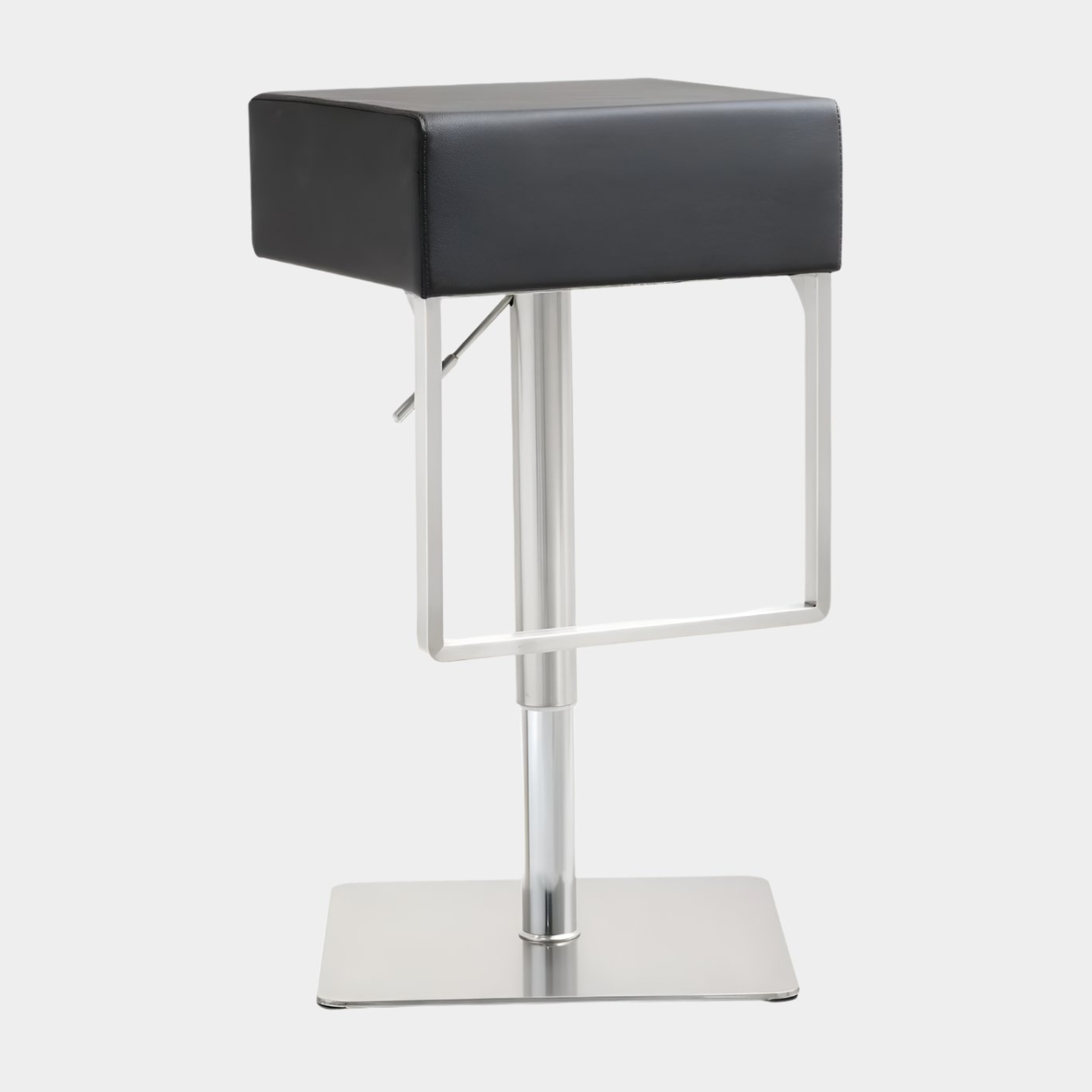 Seville Black Performance Vegan Leather and Stainless Steel Adjustable Barstool