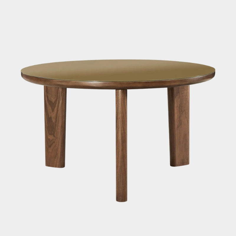 Oani Walnut and Glass 51" Round Dining Table