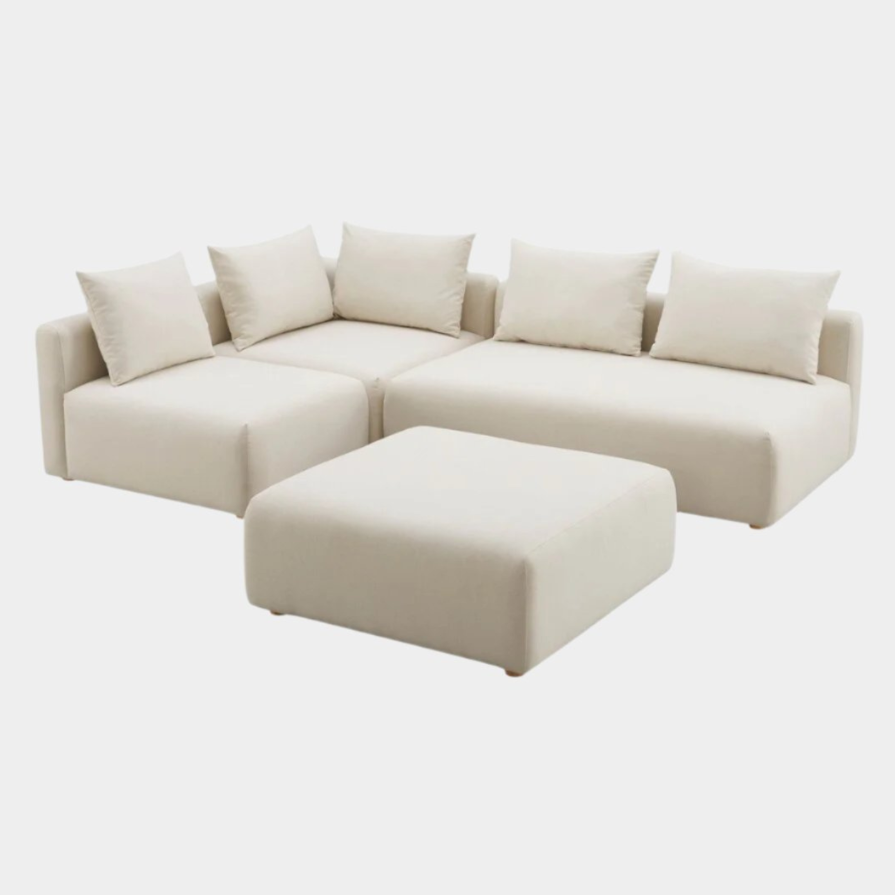 Hangover Cream Performance Linen 4-Piece Modular Chaise Sectional