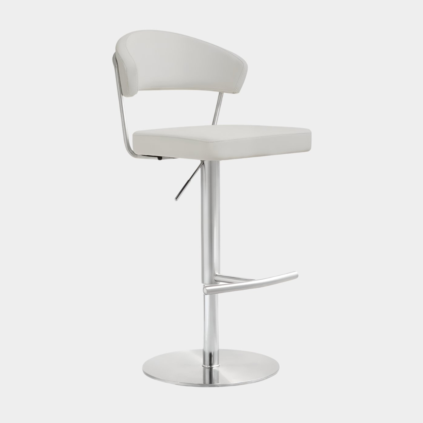 Cosmo Light Grey Performance Vegan Leather and Stainless Steel Barstool