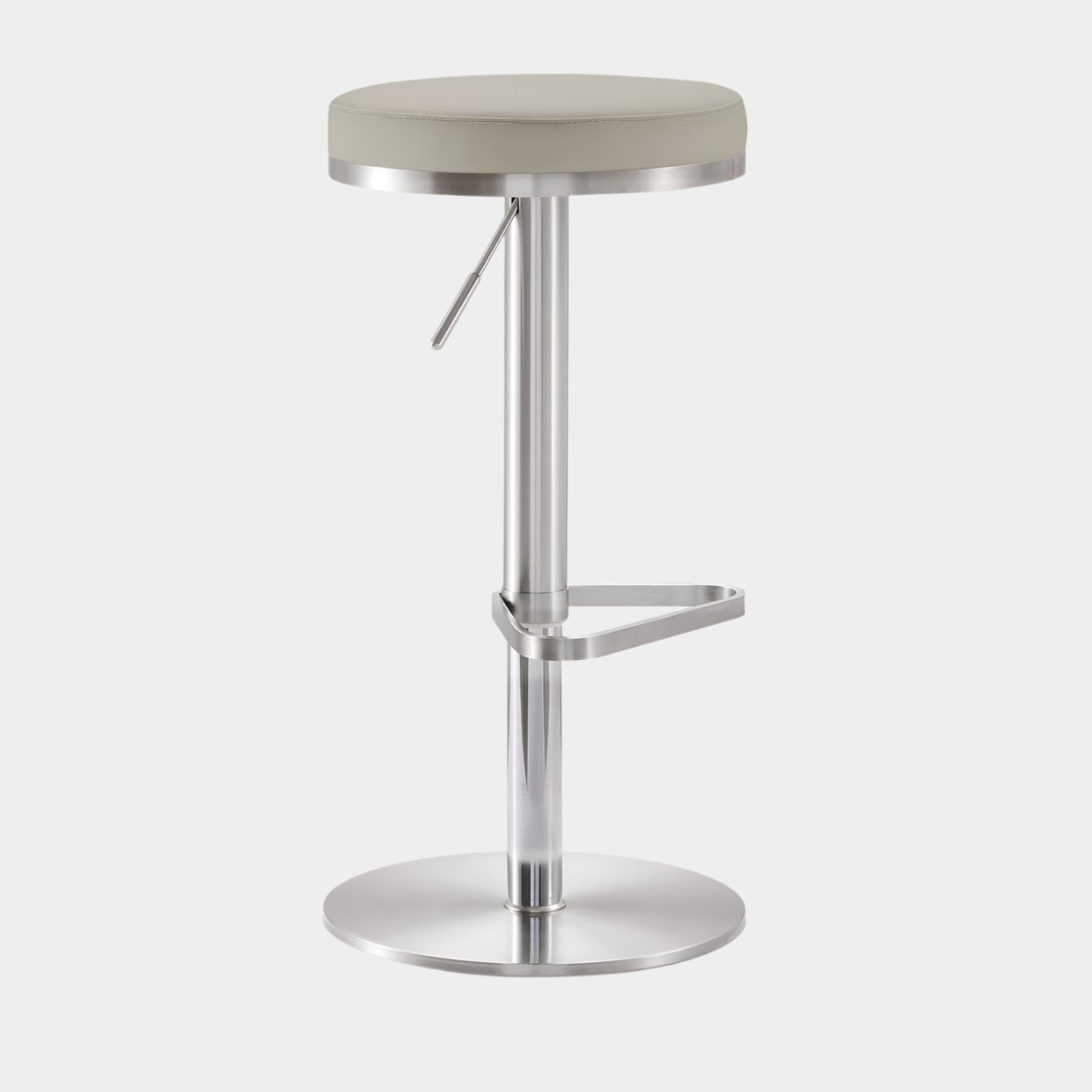 Fano Light Grey Performance Vegan Leather and Stainless Steel Barstool