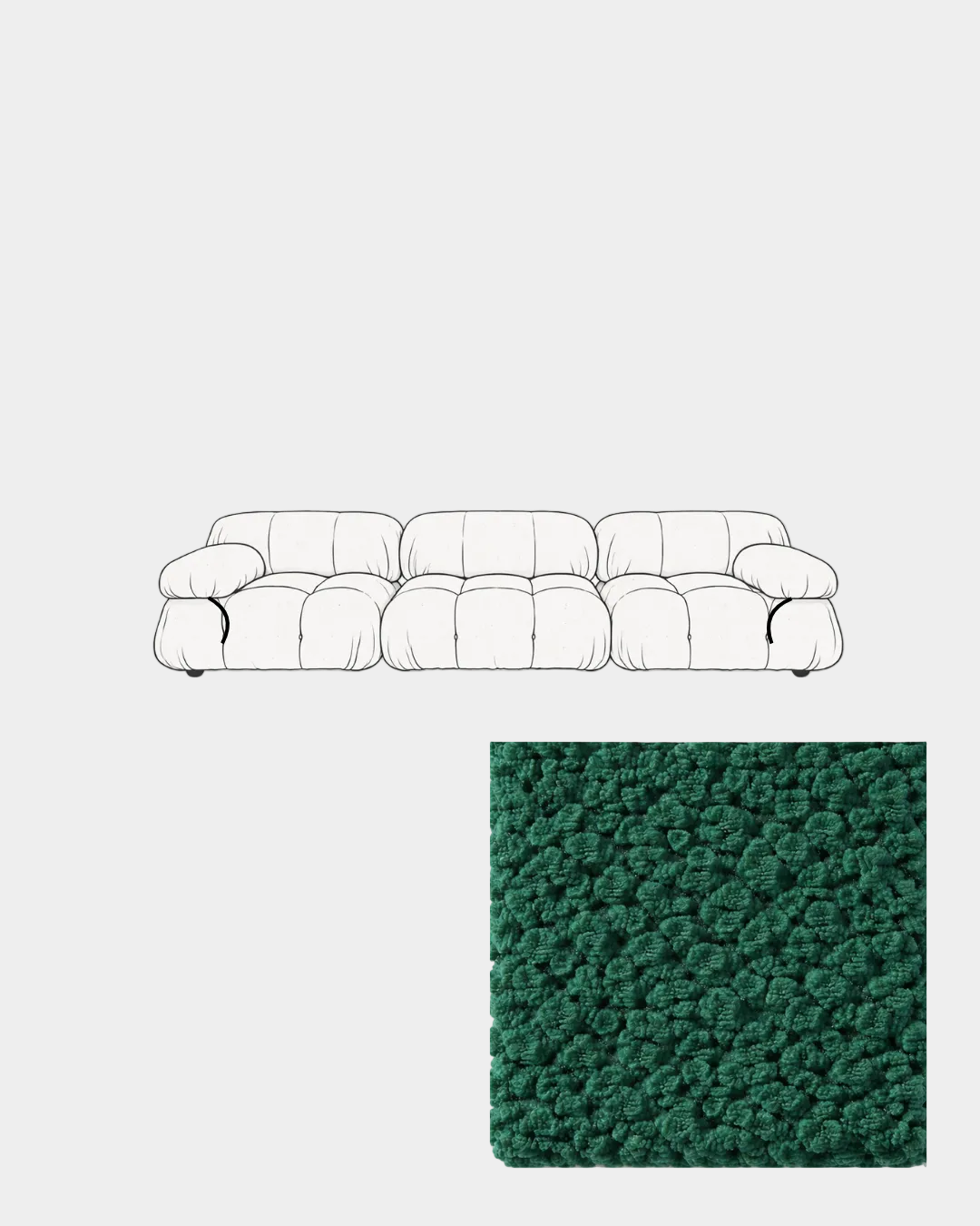Mario Bellini Three-Seater Boucle Sofa