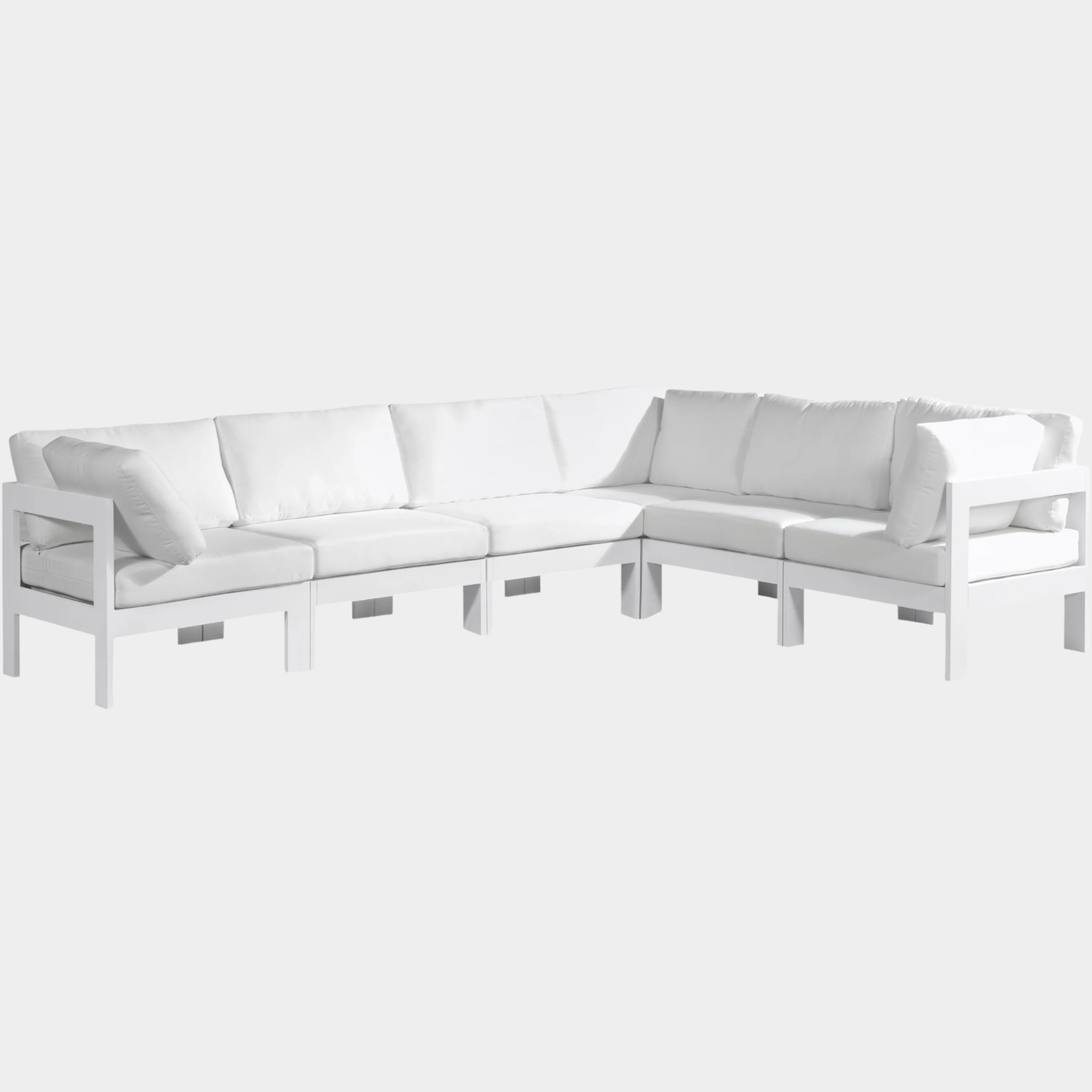Nizuc 120" Water Resistant Fabric Upholstered Outdoor Patio 6pc. Modular Sectional