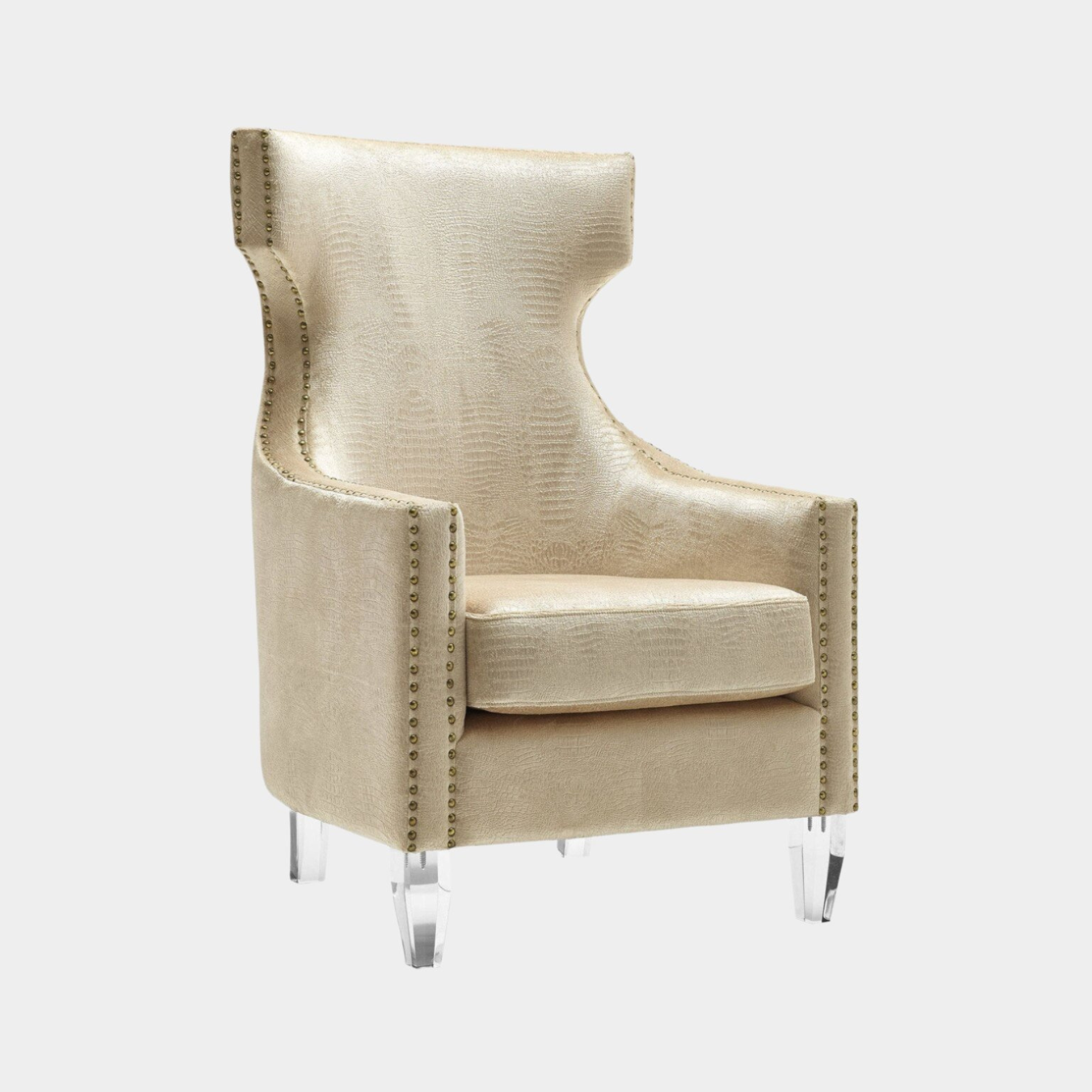 Gramercy Gold Croc Velvet Wing Chair