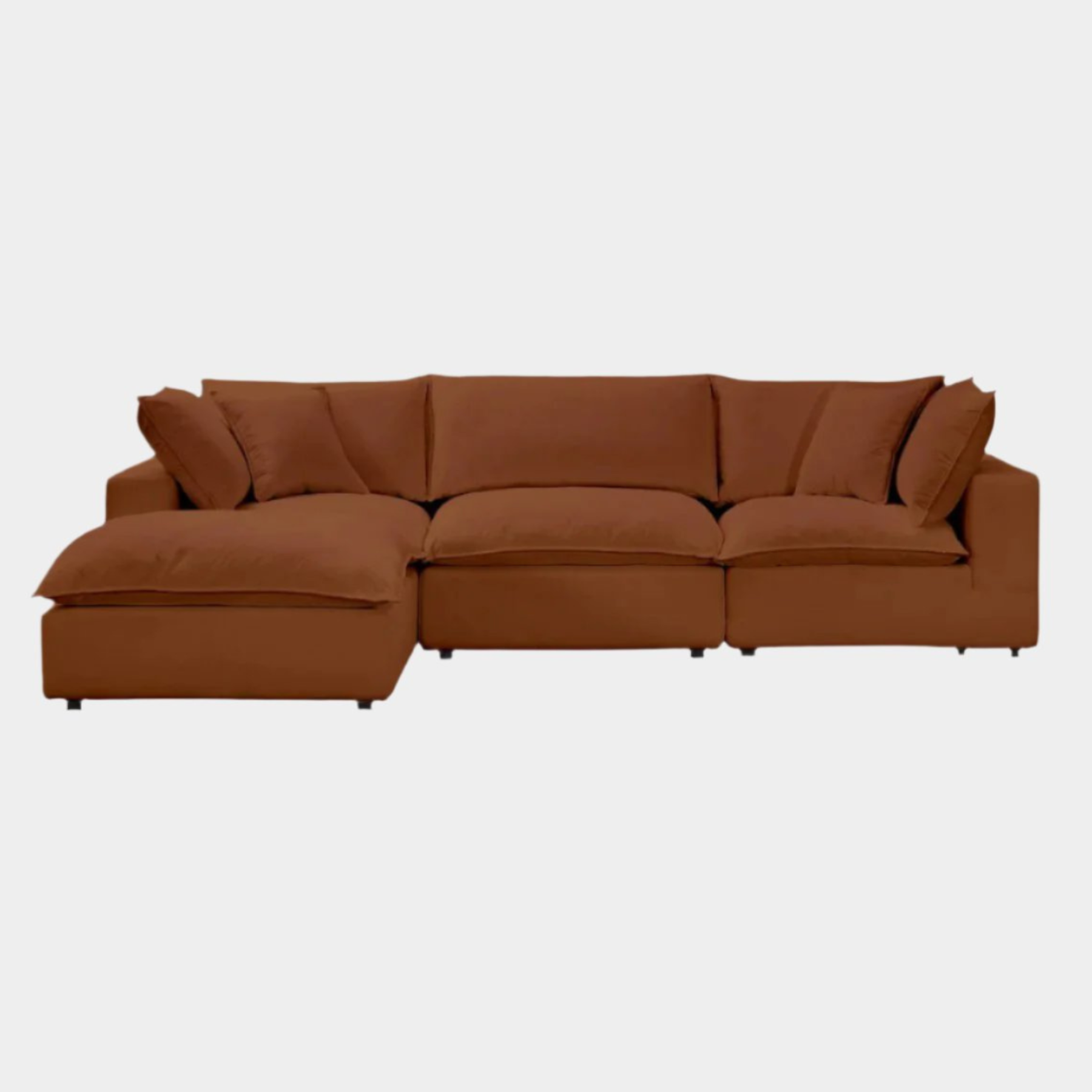 Cali Rust Performance Fabric Modular 4 Piece Sectional