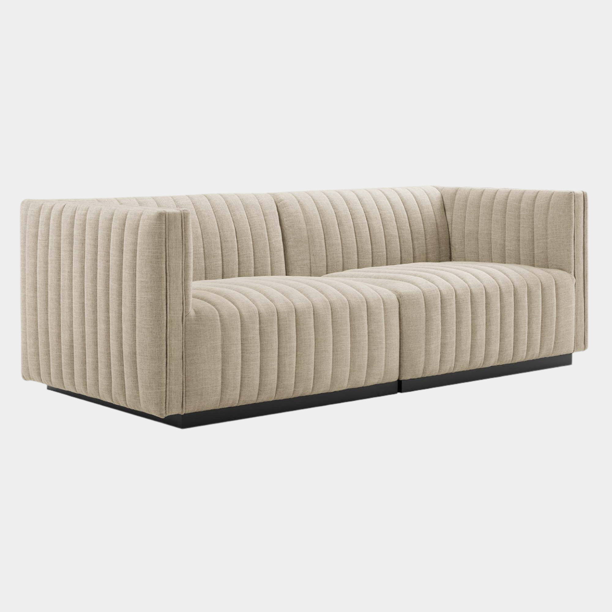 Conjure Channel Tufted Upholstered Fabric Loveseat