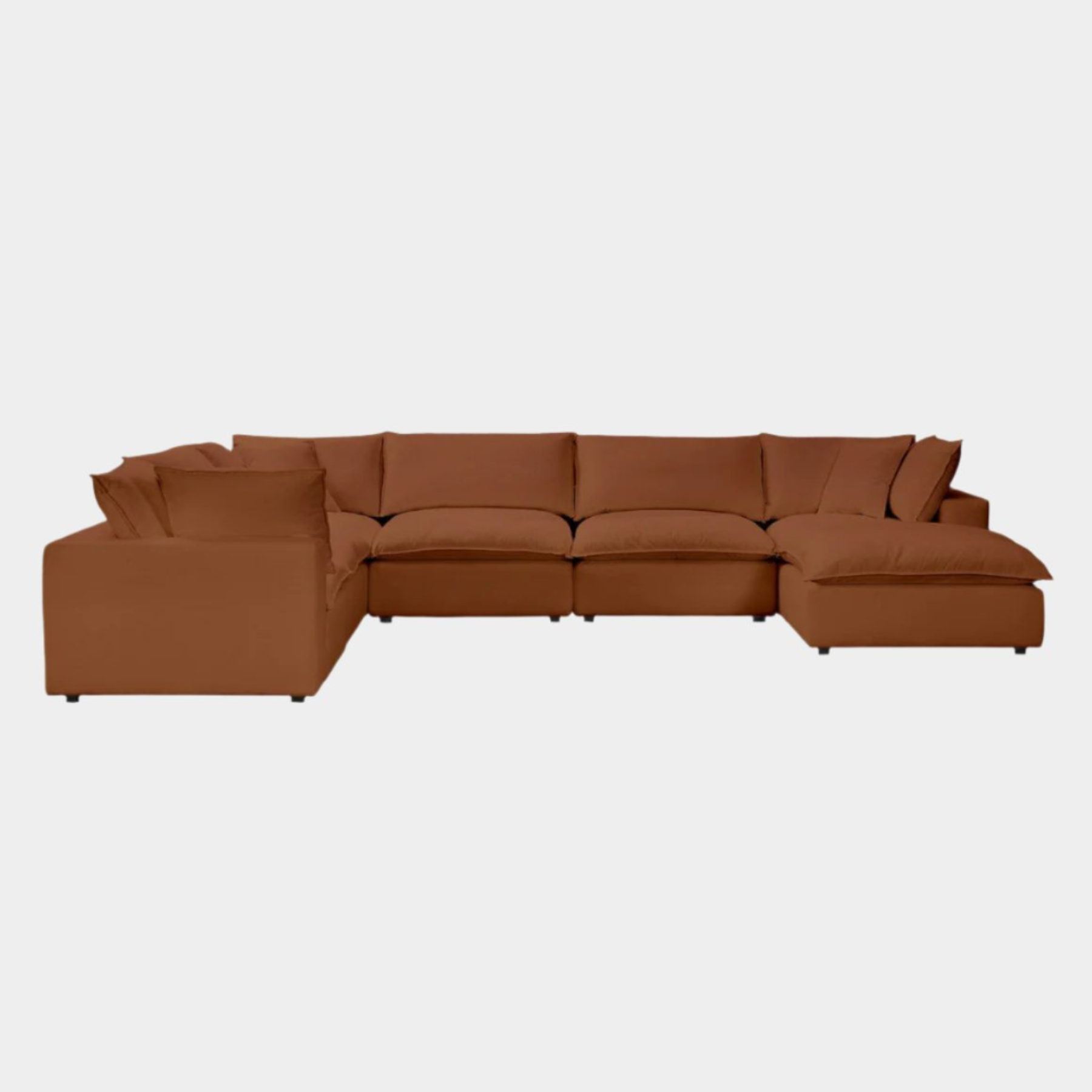 Cali Rust Performance Fabric Modular Large Chaise Sectional