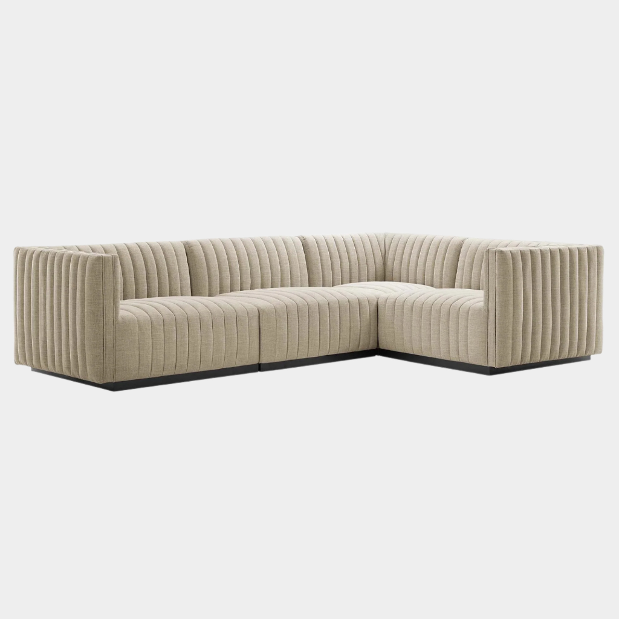 Conjure 4-Piece Channel Tufted Upholstered Fabric L-Shaped Sectional
