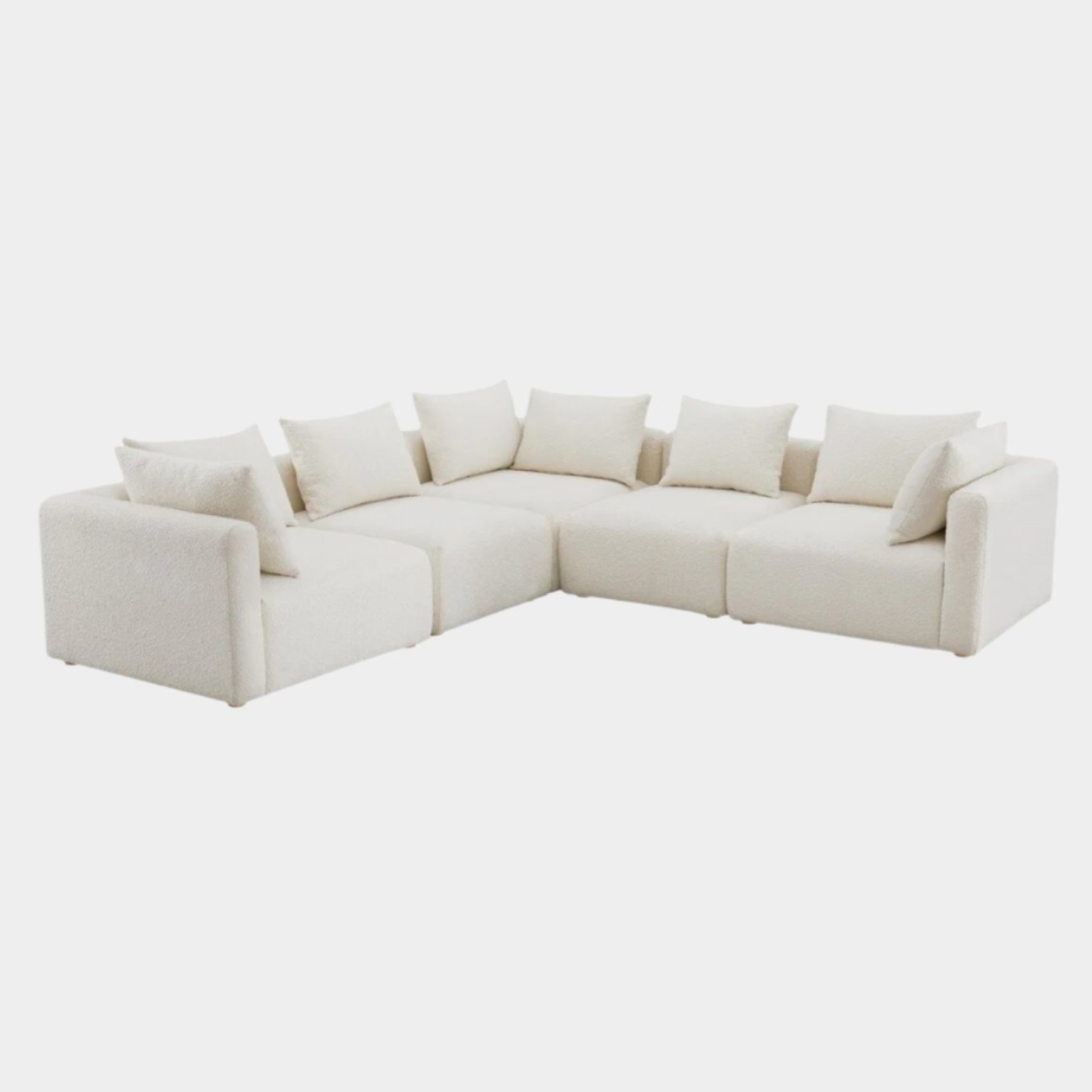 Hangover Cream Boucle 5-Piece Modular L-Sectional