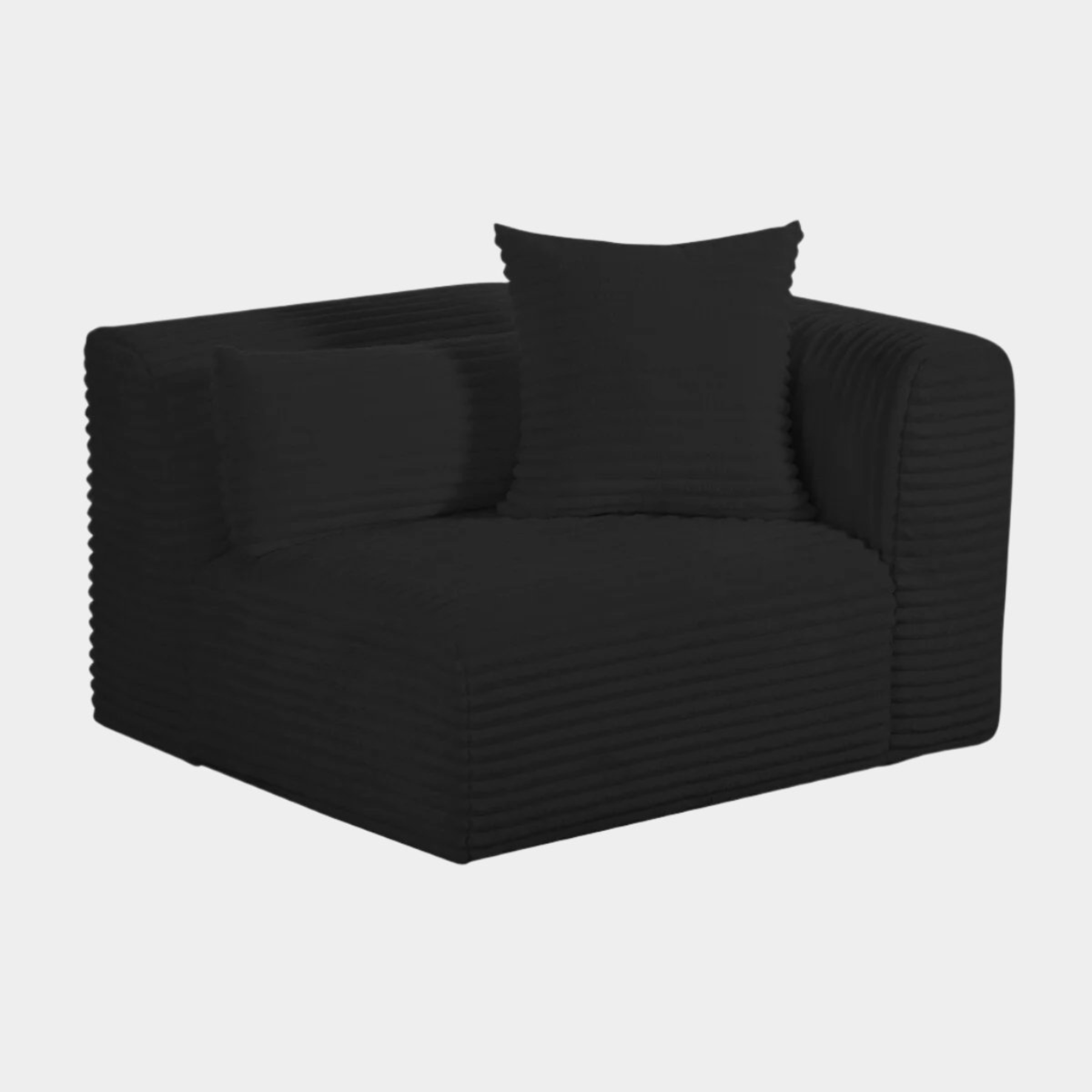 Tarra Fluffy Oversized Black Corduroy Modular RAF Corner Chair