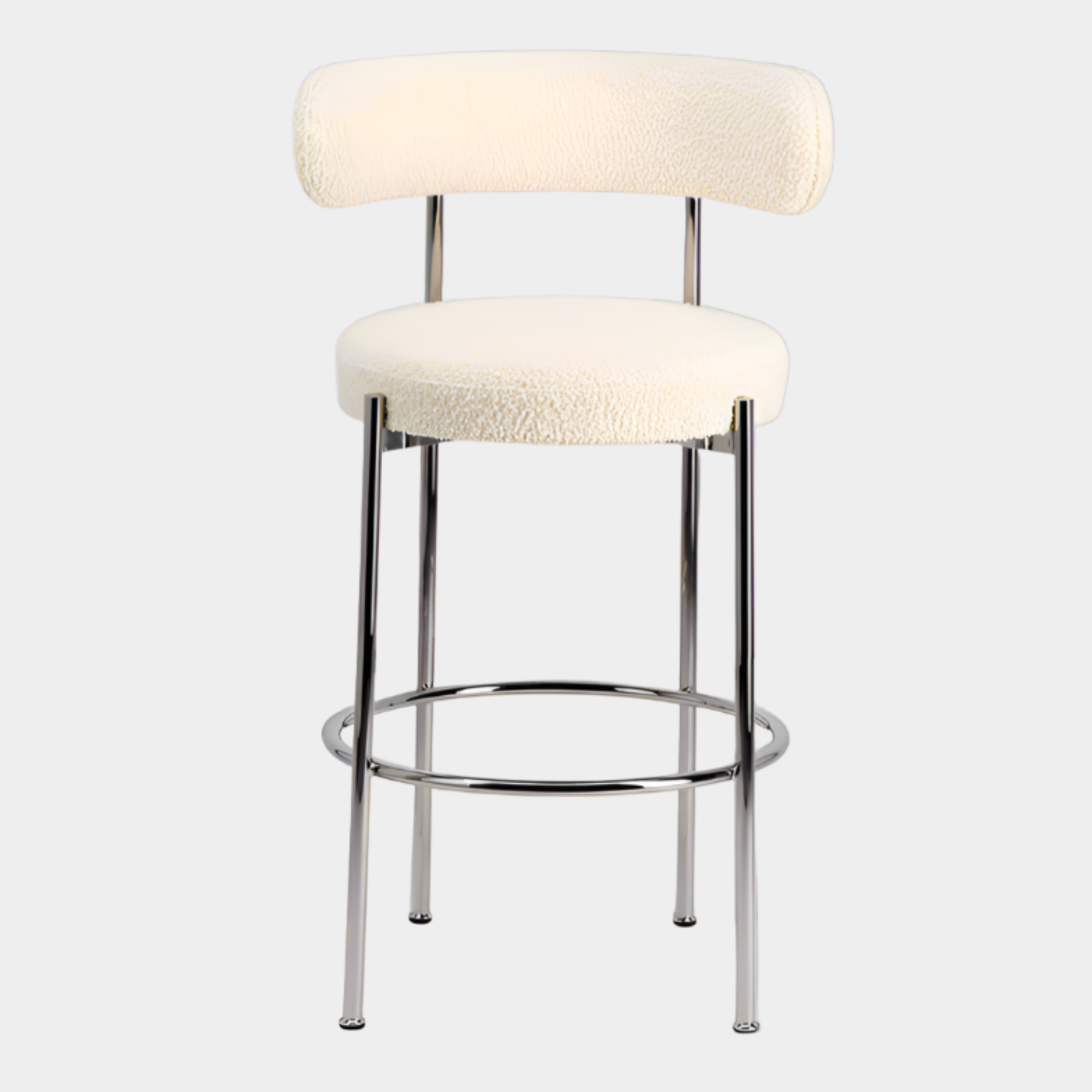 Libera Inesse Boucle Ivory Counter Stool - Silver Base