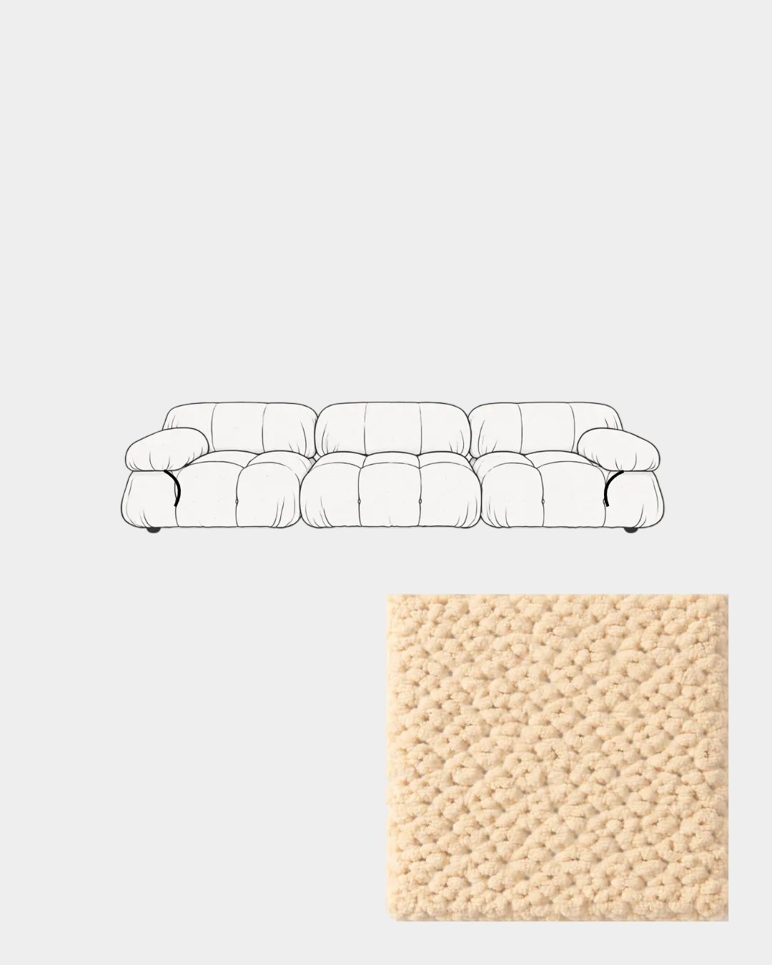 Mario Bellini Three-Seater Boucle Sofa