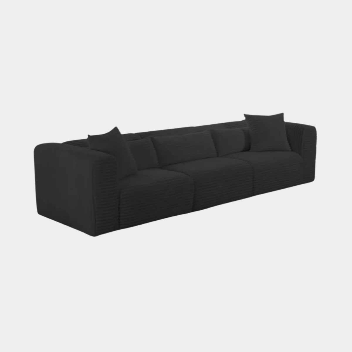 Tarra Fluffy Oversized Black Corduroy Modular Sofa