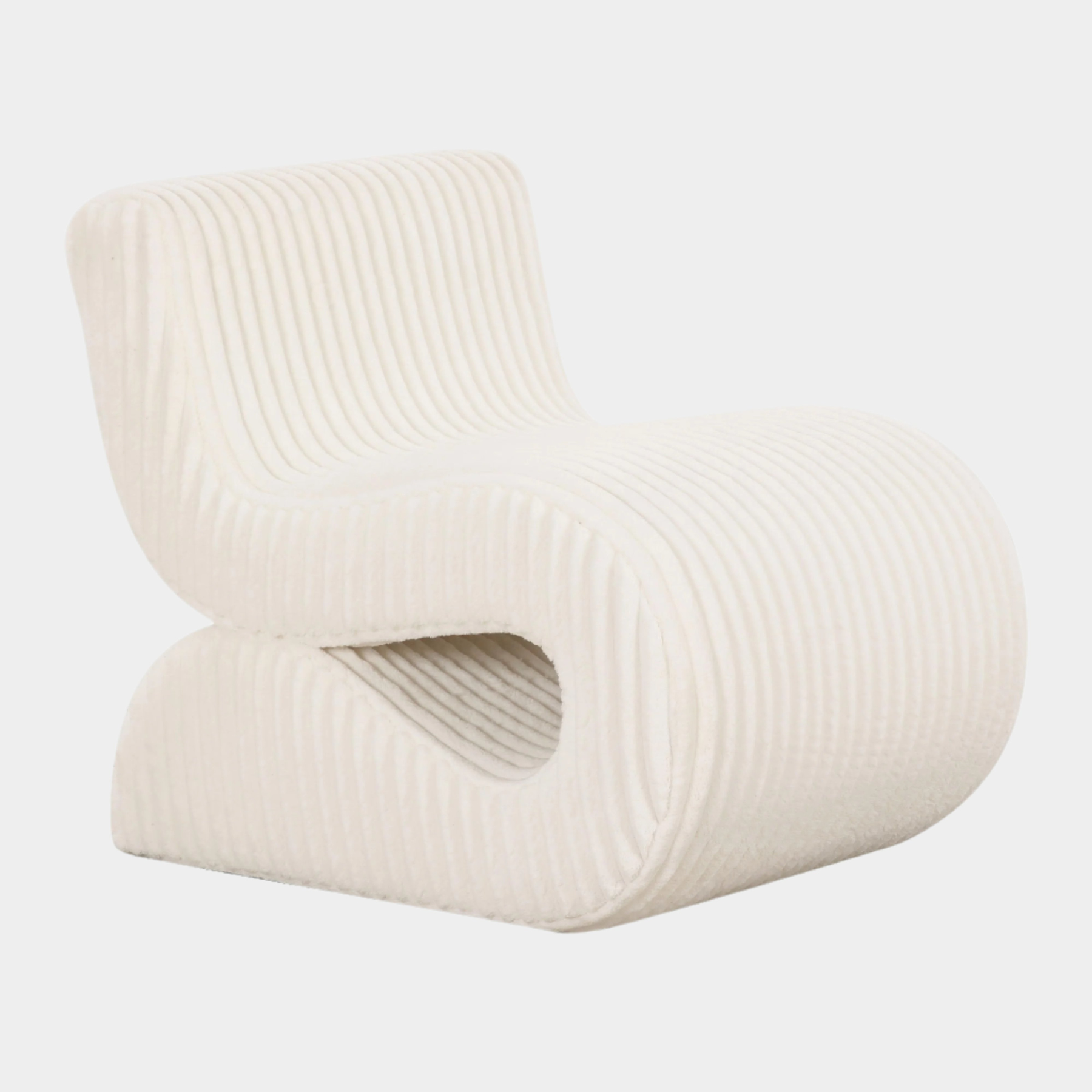 Fauteuil d'appoint surdimensionné en velours côtelé crème Senna