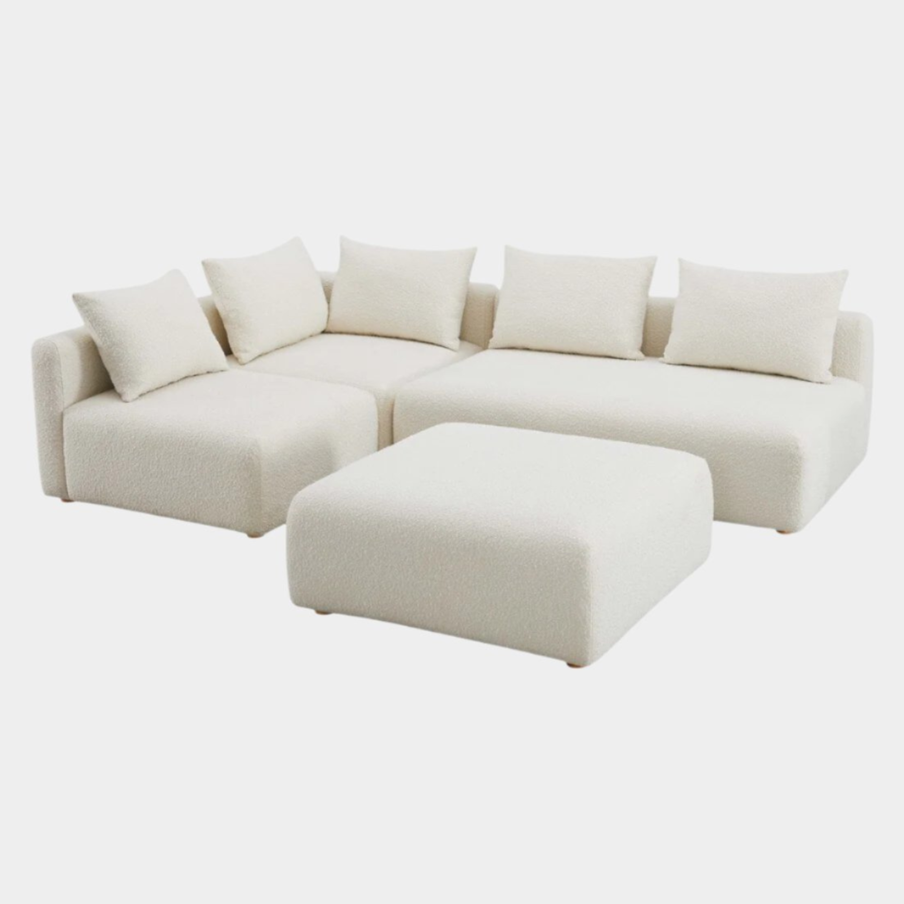 Chaise sectionnelle modulaire 4 pièces Hangover Cream Boucle 