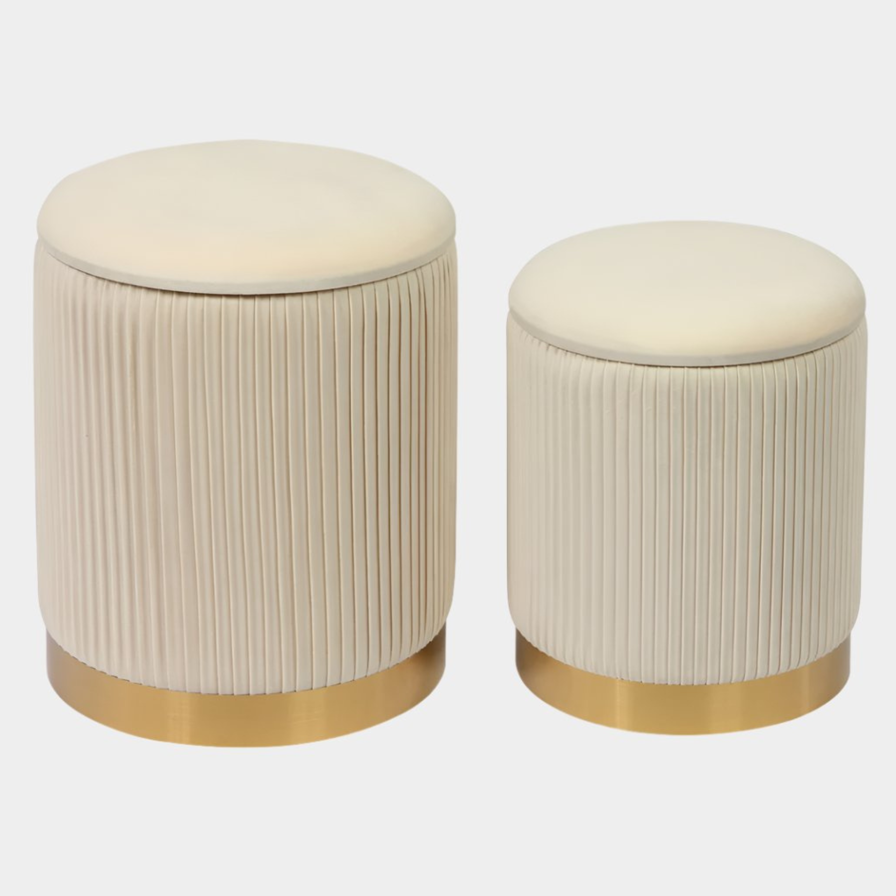 Channeled Cream Storage Ottomans - Set of 2